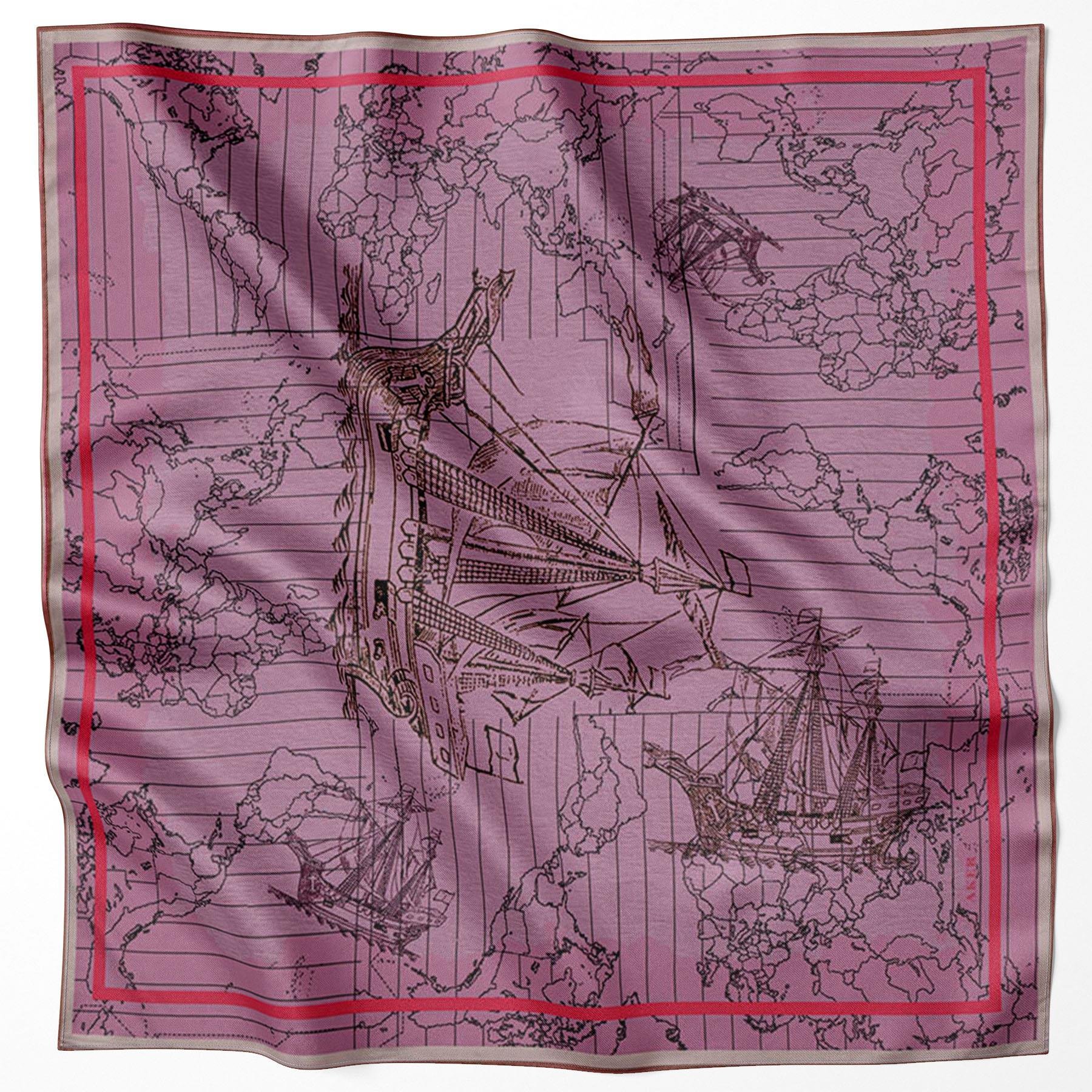 Aker Bosphorus Serisi, Çift Taraflı İpek Eşarp - 8812712-991 - Tivil