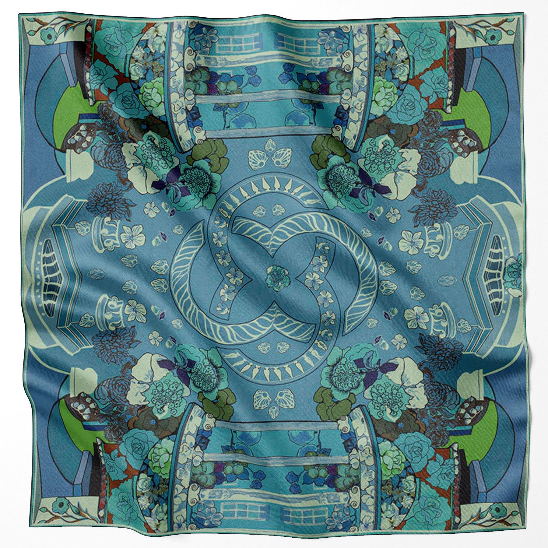 Aker Bosphorus Serisi, Çift Taraflı İpek Eşarp - 8834712-911 - Tivil