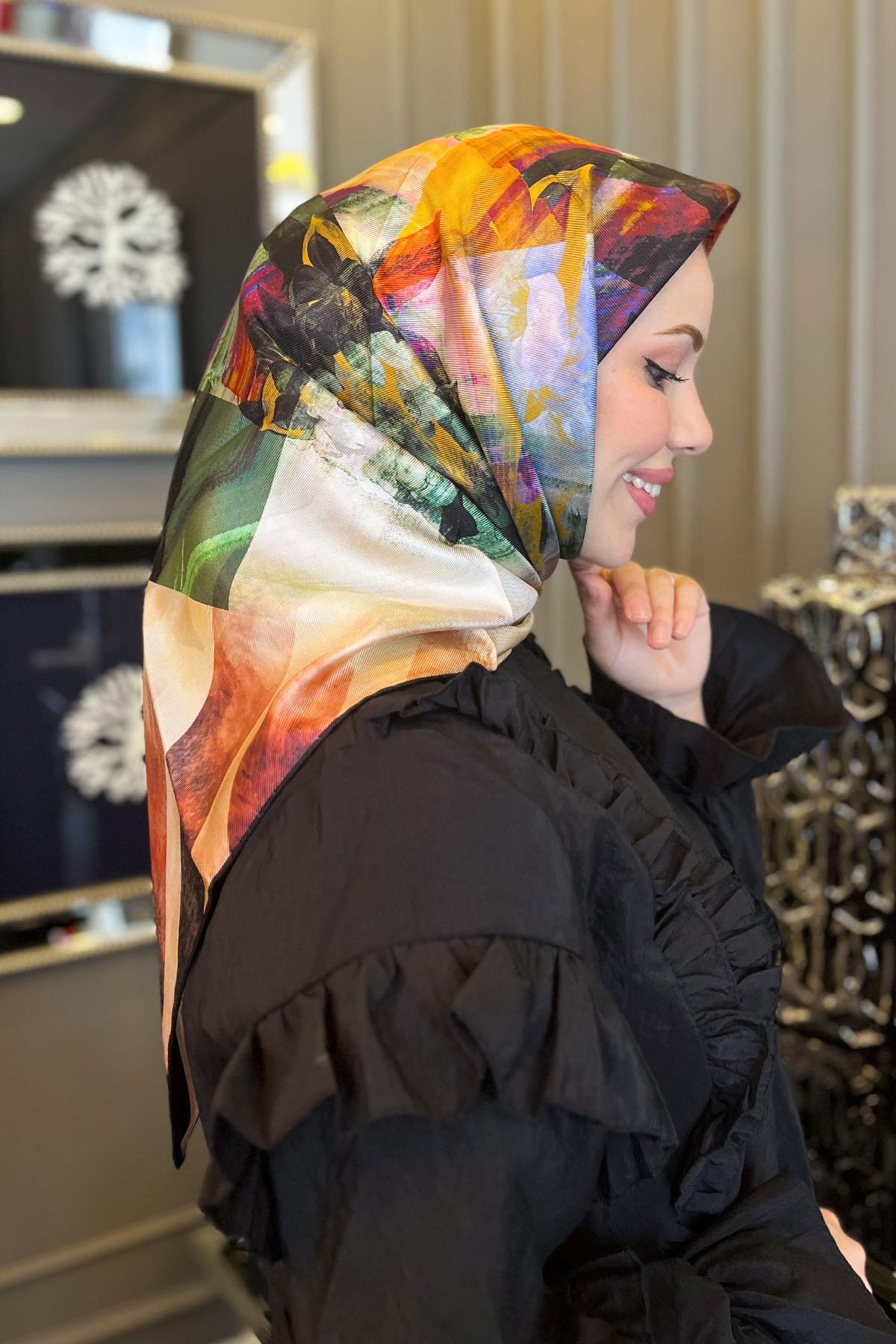 Aker Bosphorus Serisi, Çift Taraflı İpek Eşarp - 8836712-911 - Tivil