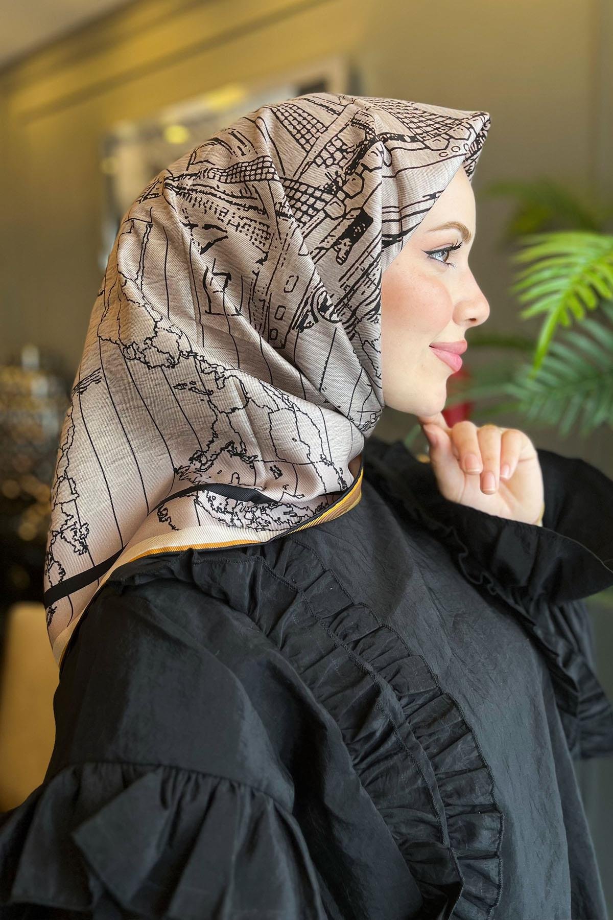 Aker Bosphorus Serisi, Çift Taraflı İpek Eşarp - 8812712-913 - Tivil