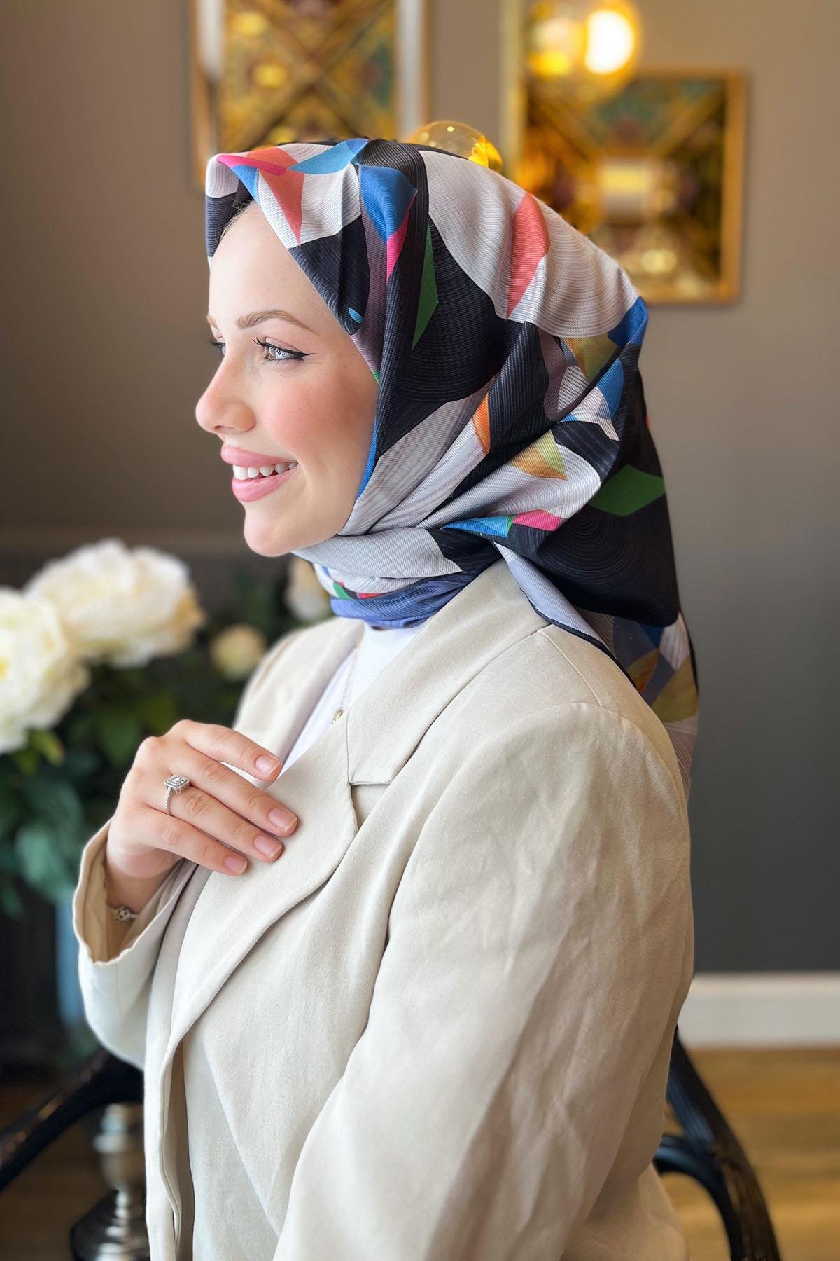 Aker Bosphorus Serisi, Çift Taraflı İpek Eşarp - 8381712-922 - Tivil