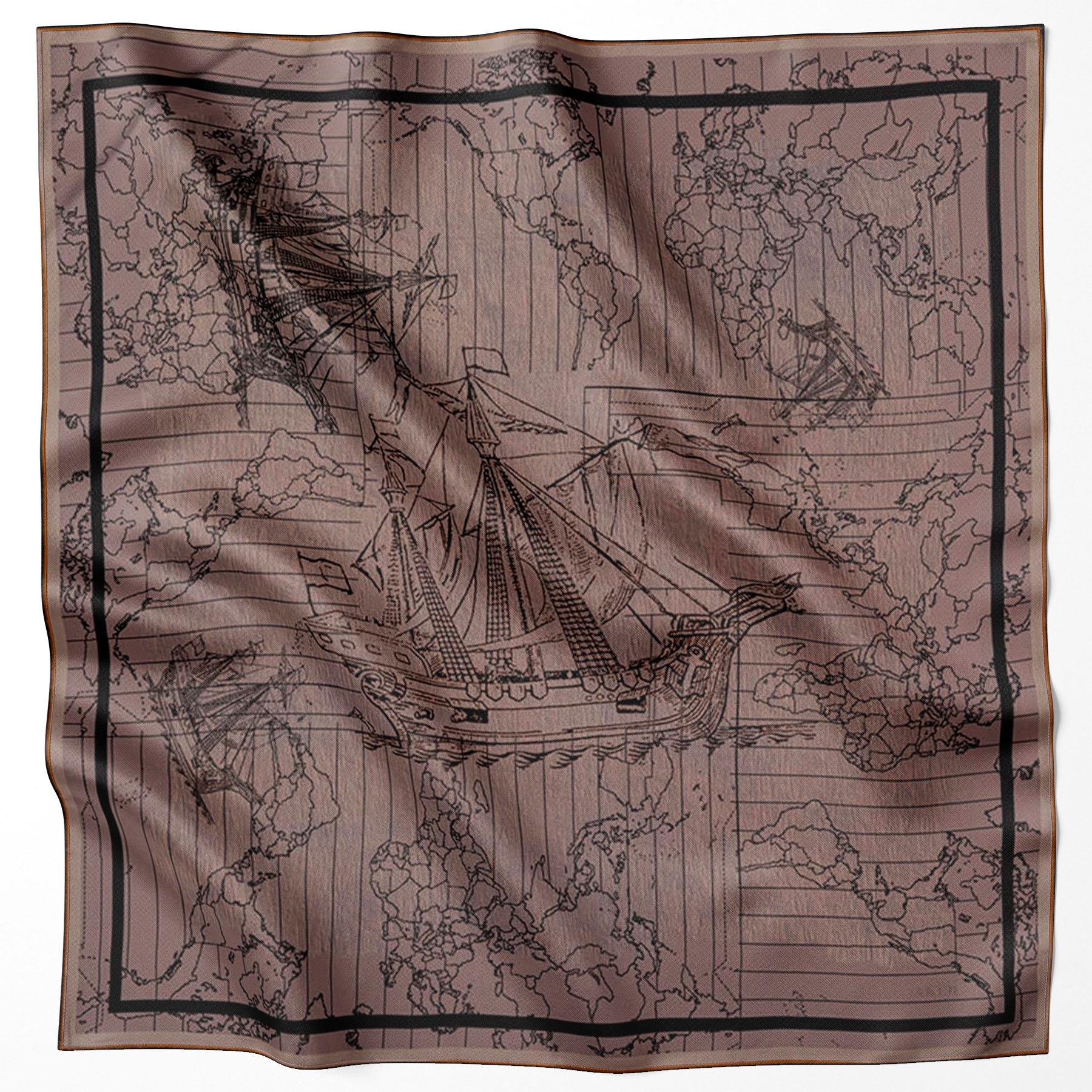 Aker Bosphorus Serisi, Çift Taraflı İpek Eşarp - 8812712-913 - Tivil