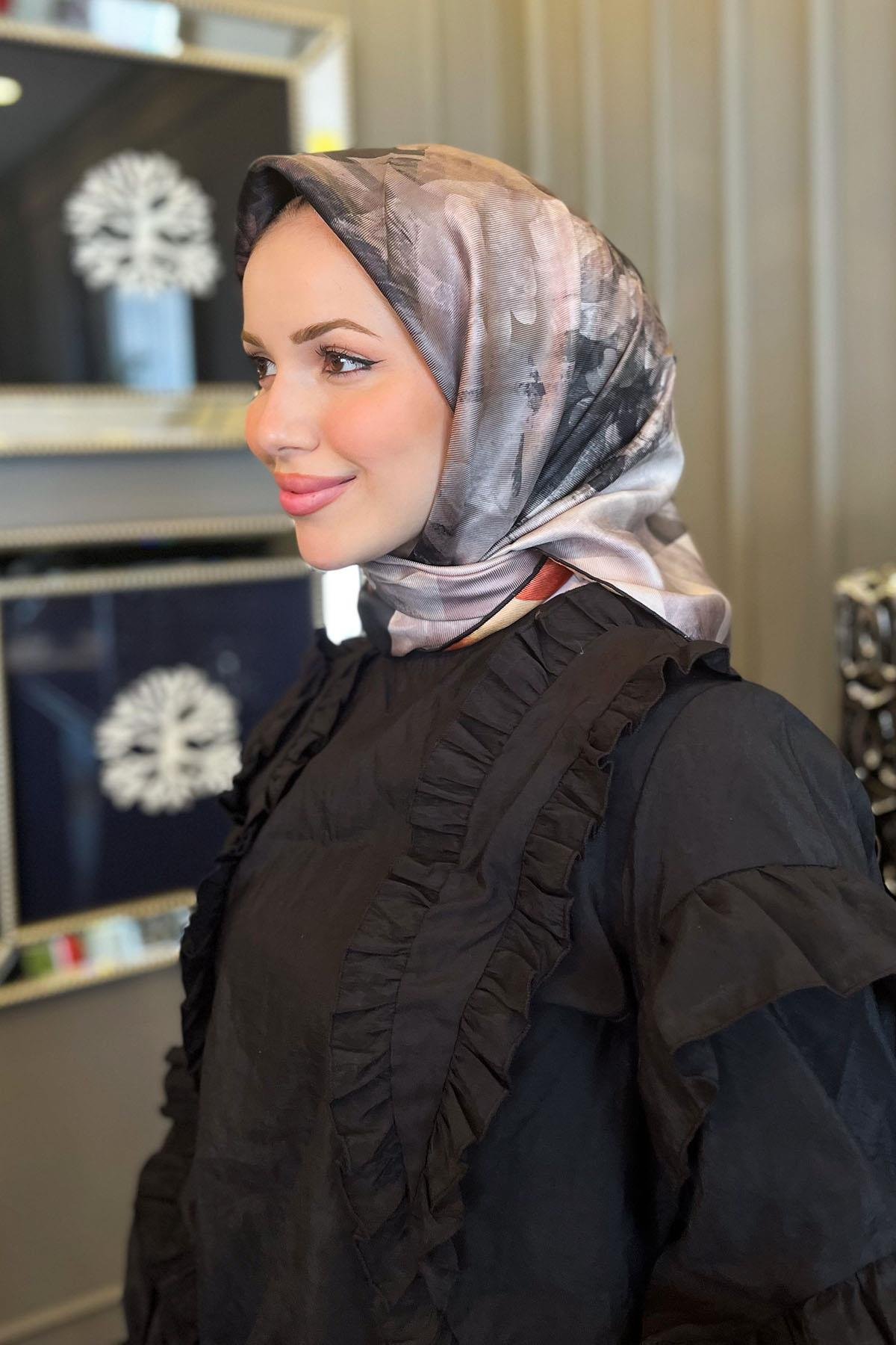 Aker Bosphorus Serisi, Çift Taraflı İpek Eşarp - 8836712-911 - Tivil