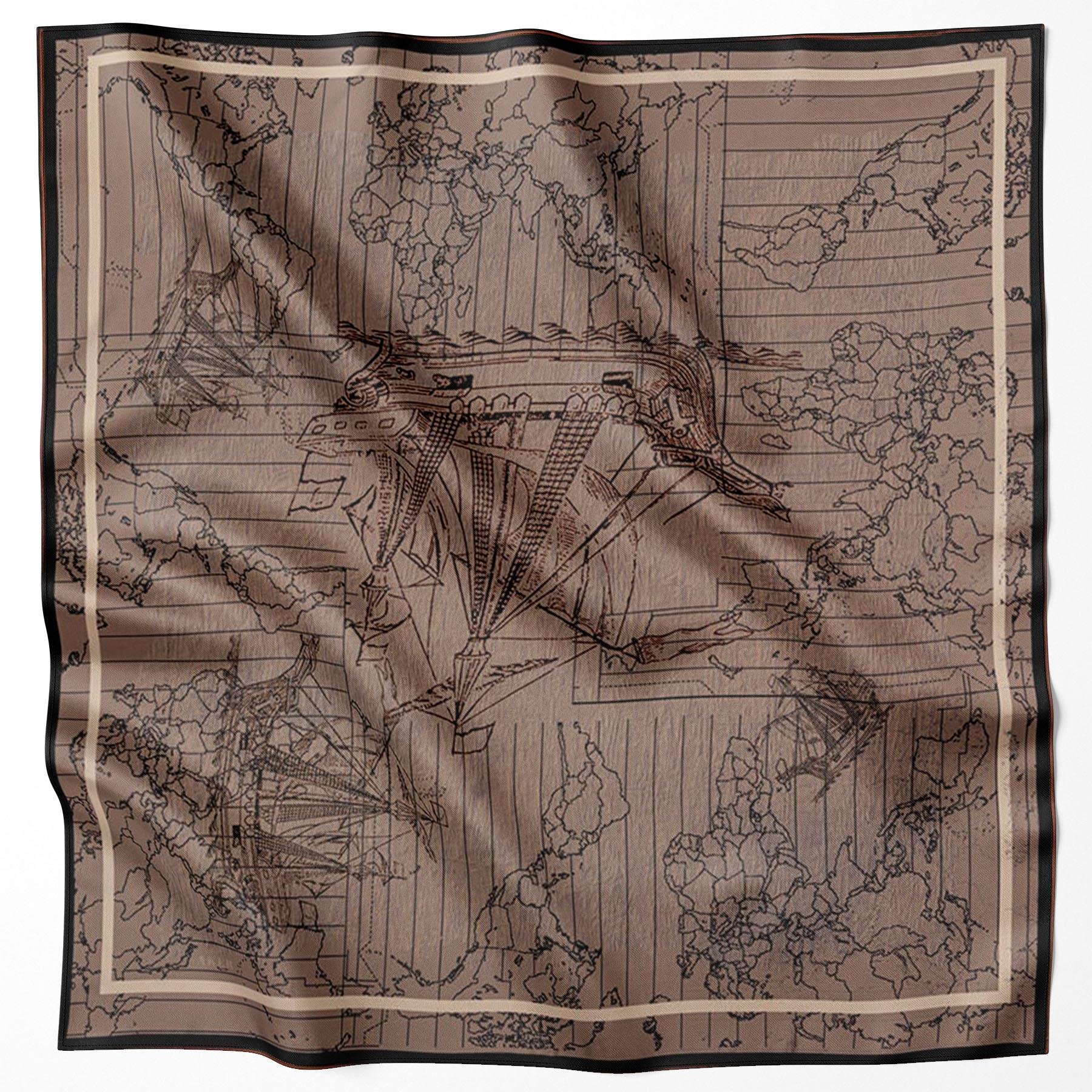 Aker Bosphorus Serisi, Çift Taraflı İpek Eşarp - 8812712-914 - Tivil