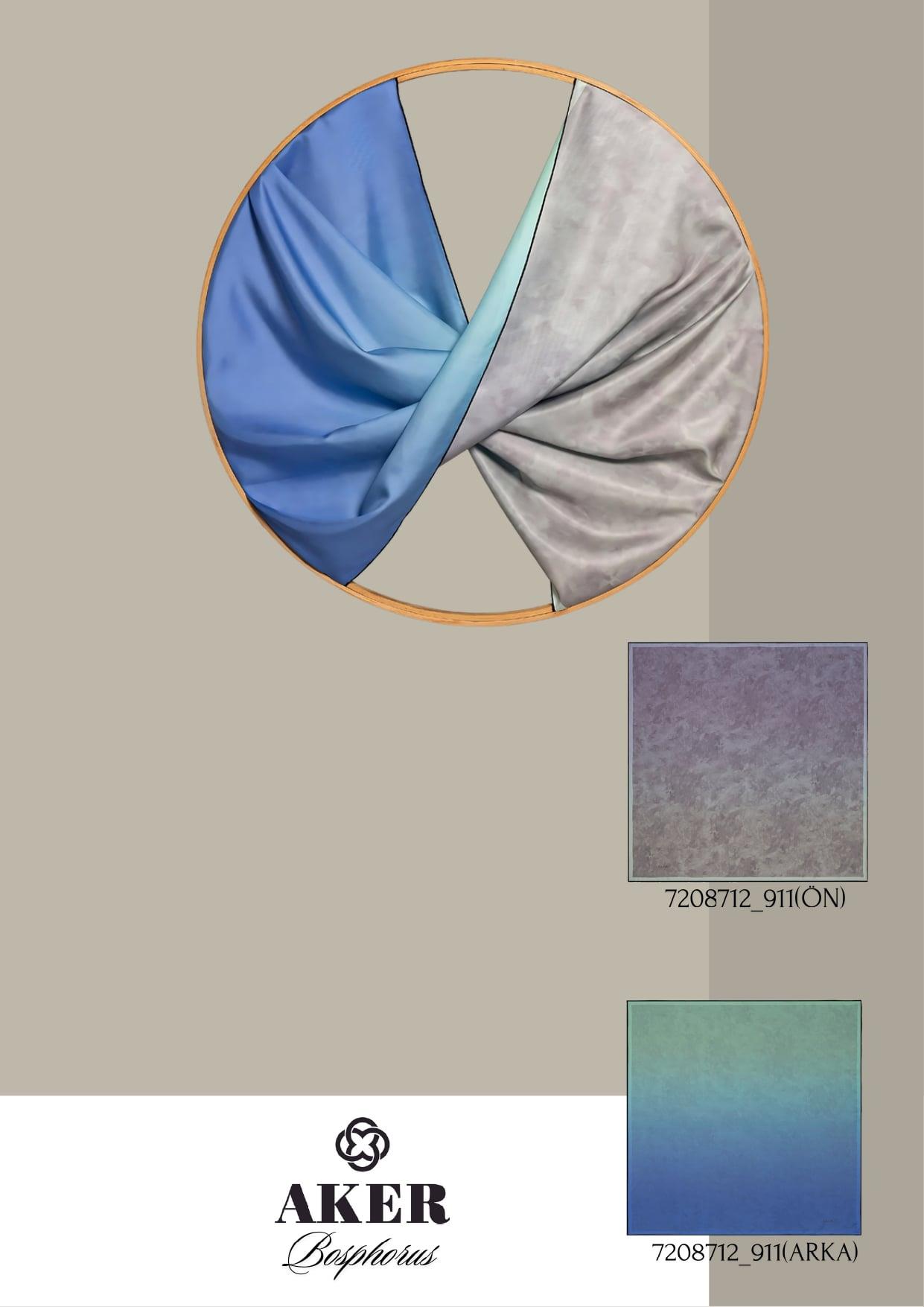 Aker Bosphorus Serisi, Çift Taraflı İpek Eşarp - 7208712-911 - Tivil