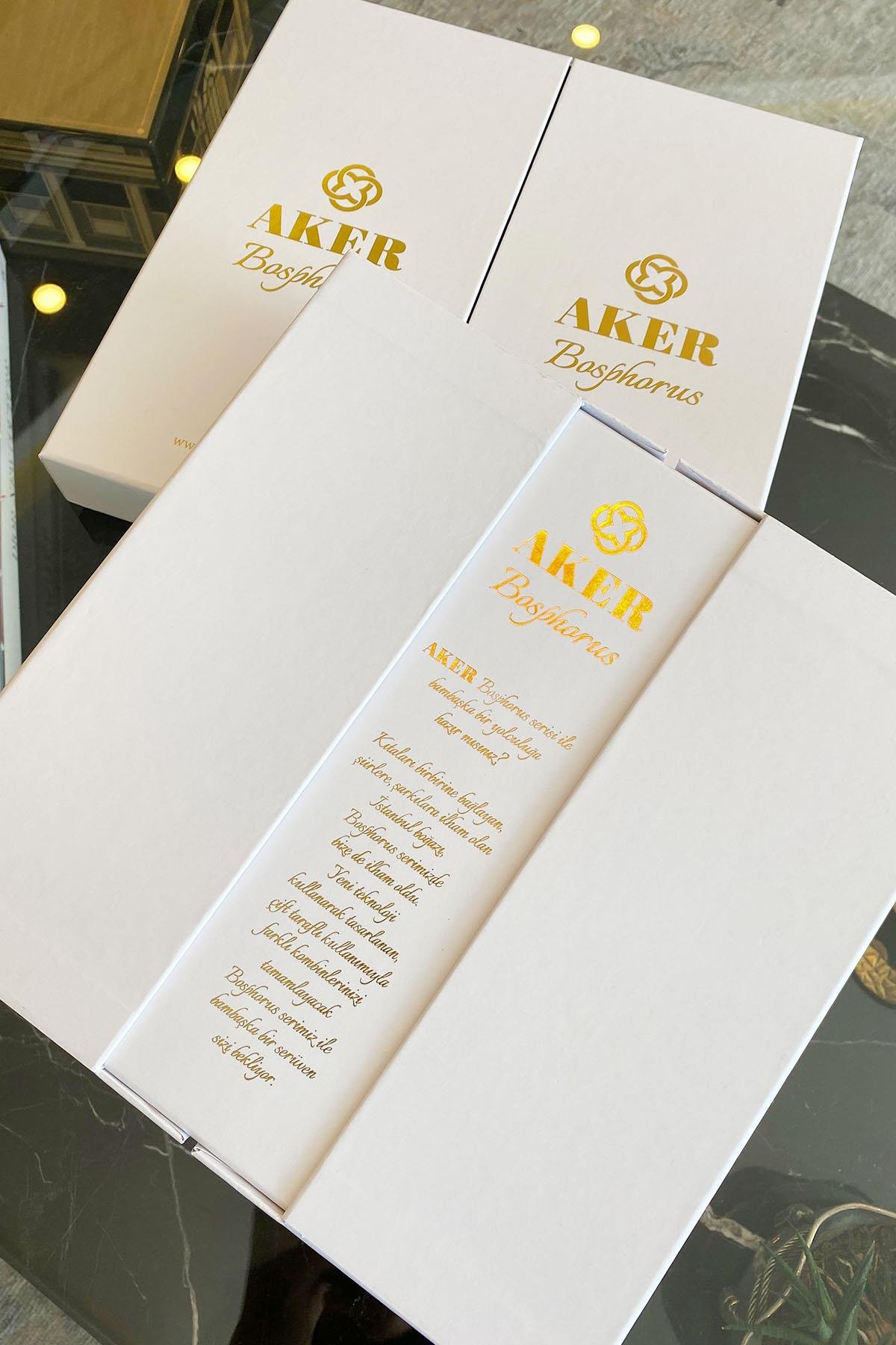 Aker Bosphorus Serisi, Çift Taraflı İpek Eşarp - 8812712-912 - Tivil