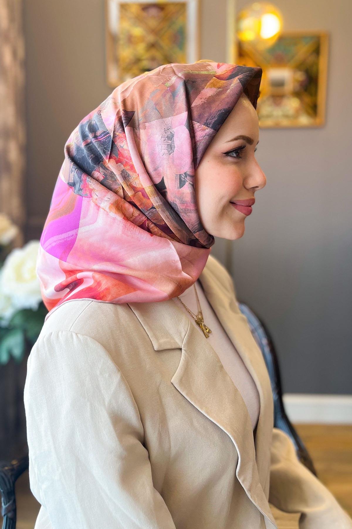 Aker Bosphorus Serisi, Çift Taraflı İpek Eşarp - 8836712-991 - Tivil