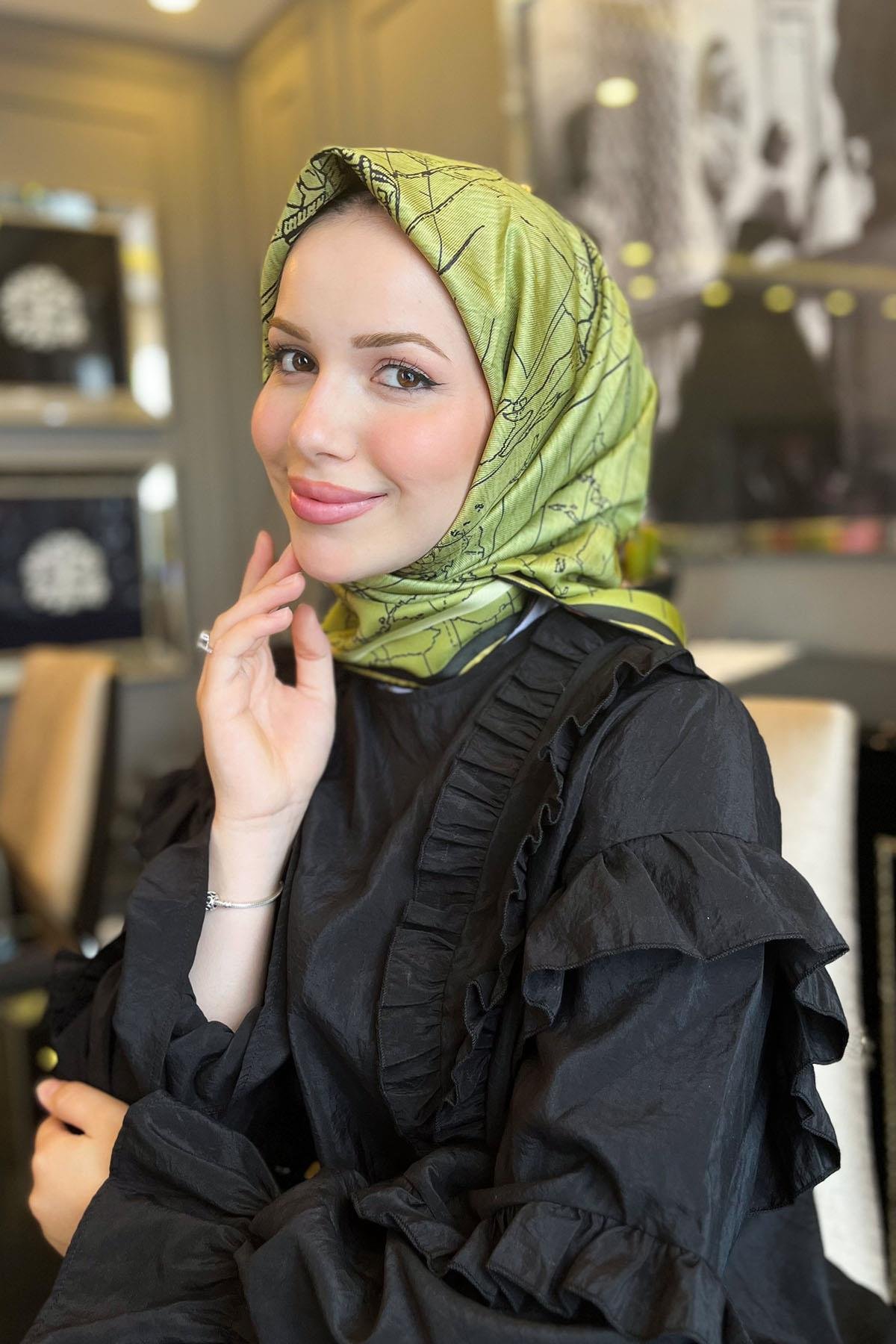 Aker Bosphorus Serisi, Çift Taraflı İpek Eşarp - 8812712-914 - Tivil