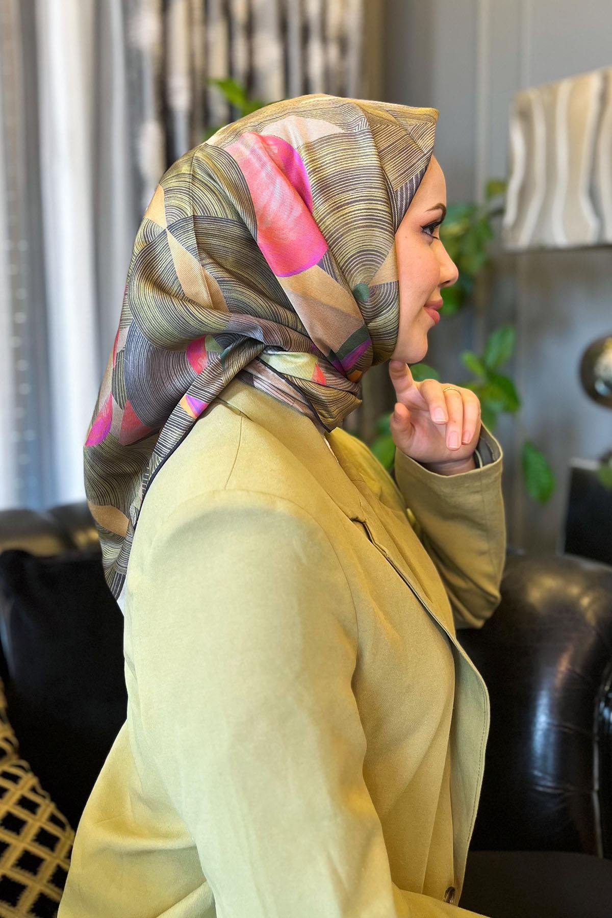 Aker Bosphorus Serisi, Çift Taraflı İpek Eşarp - 8381712-911 - Tivil