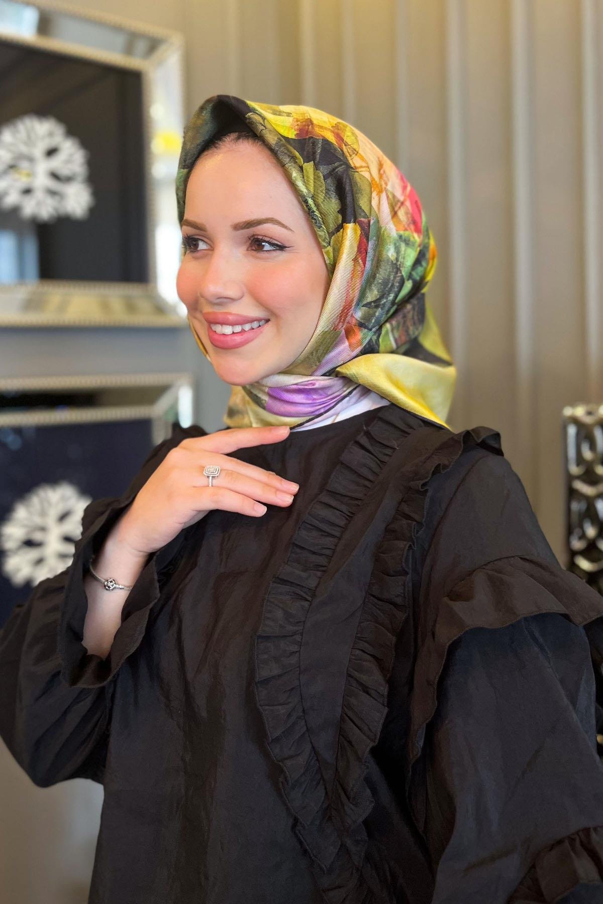 Aker Bosphorus Serisi, Çift Taraflı İpek Eşarp - 8836712-912 - Tivil