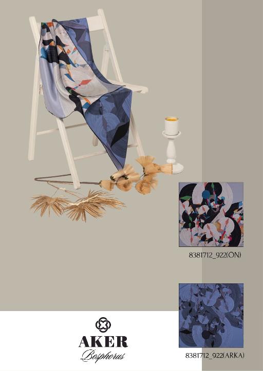 Aker Bosphorus Serisi, Çift Taraflı İpek Eşarp - 8381712-921 - Tivil