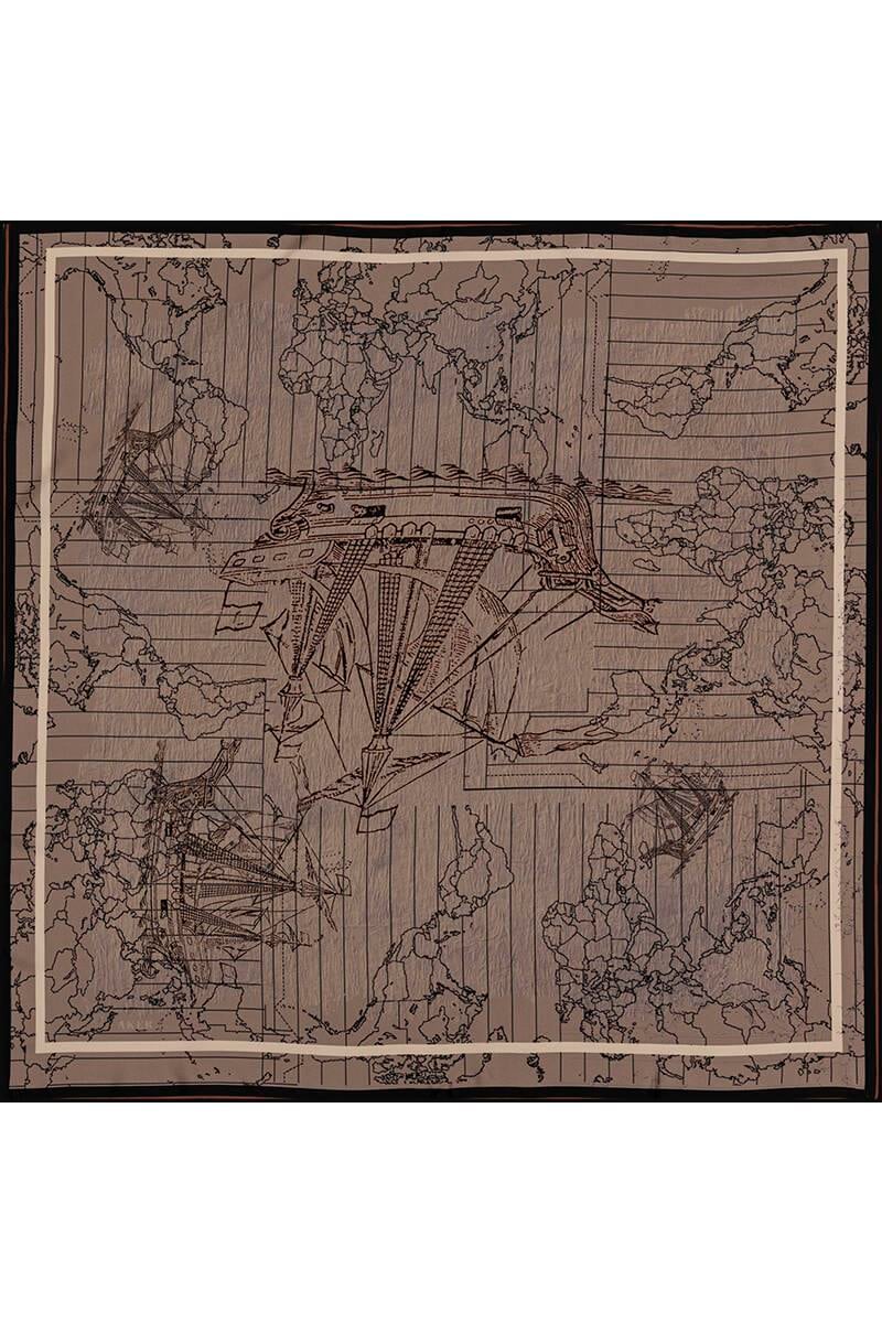 Aker Bosphorus Serisi, Çift Taraflı İpek Eşarp - 8812712-914 - Tivil