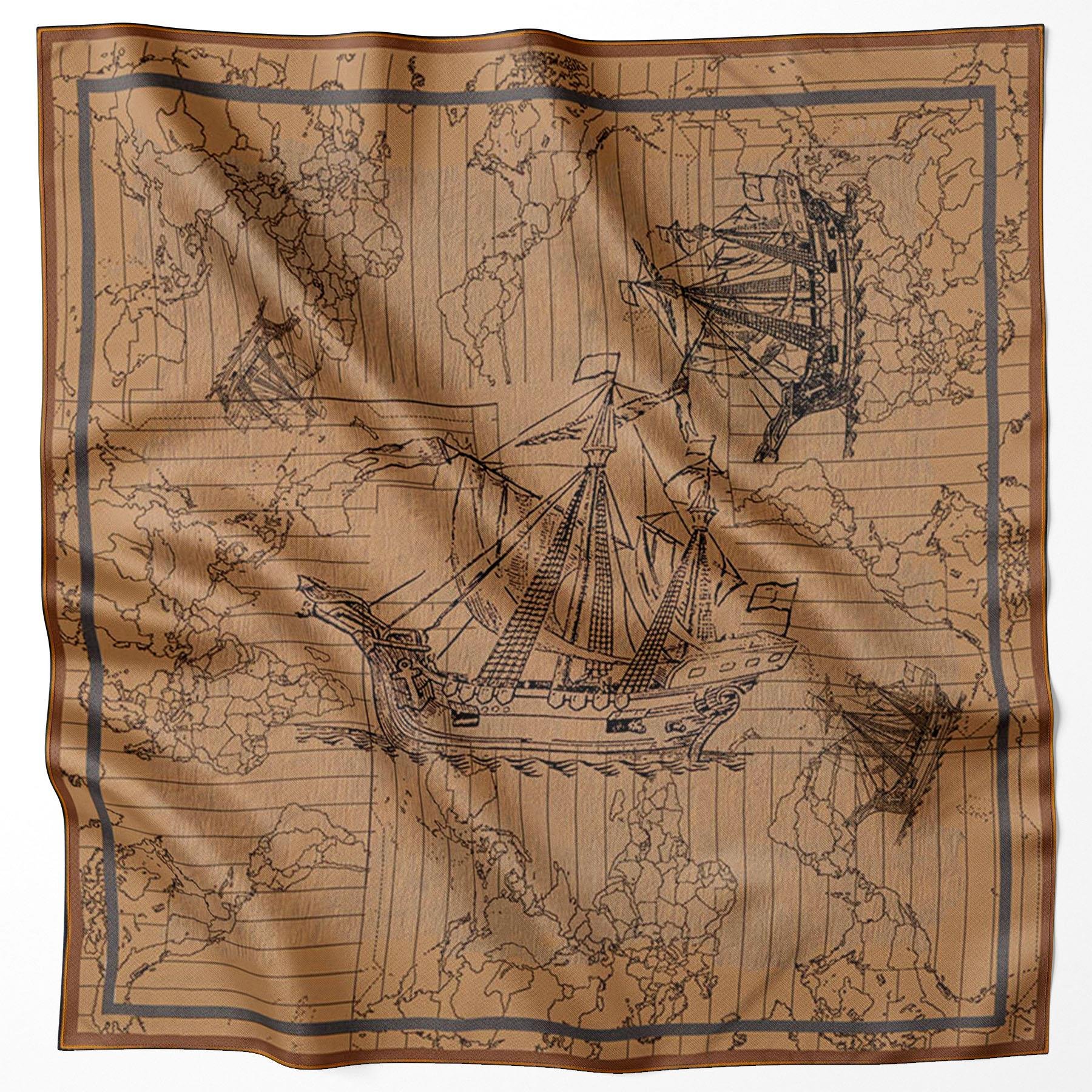 Aker Bosphorus Serisi, Çift Taraflı İpek Eşarp - 8812712-913 - Tivil