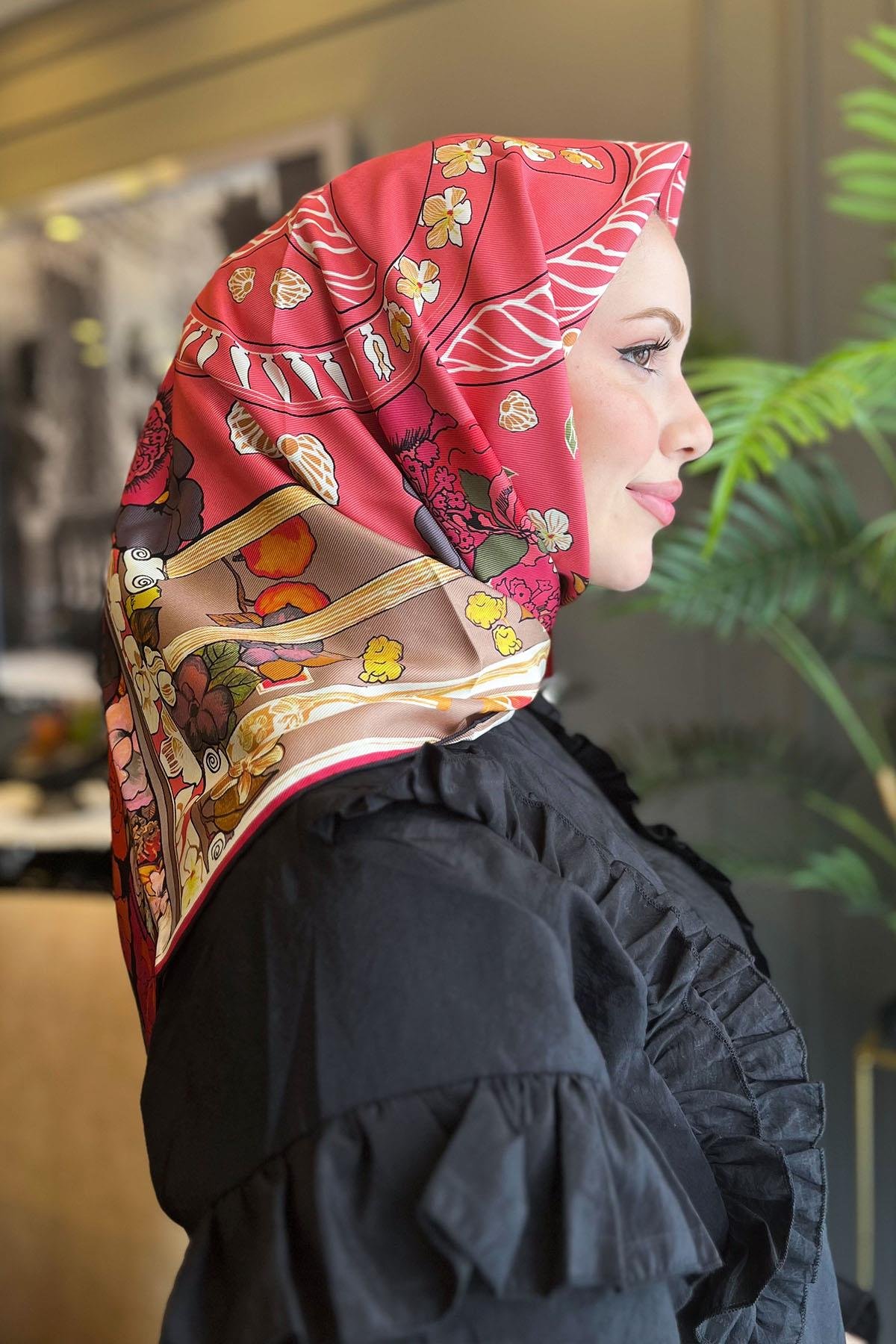 Aker Bosphorus Serisi, Çift Taraflı İpek Eşarp - 8834712-912 - Tivil