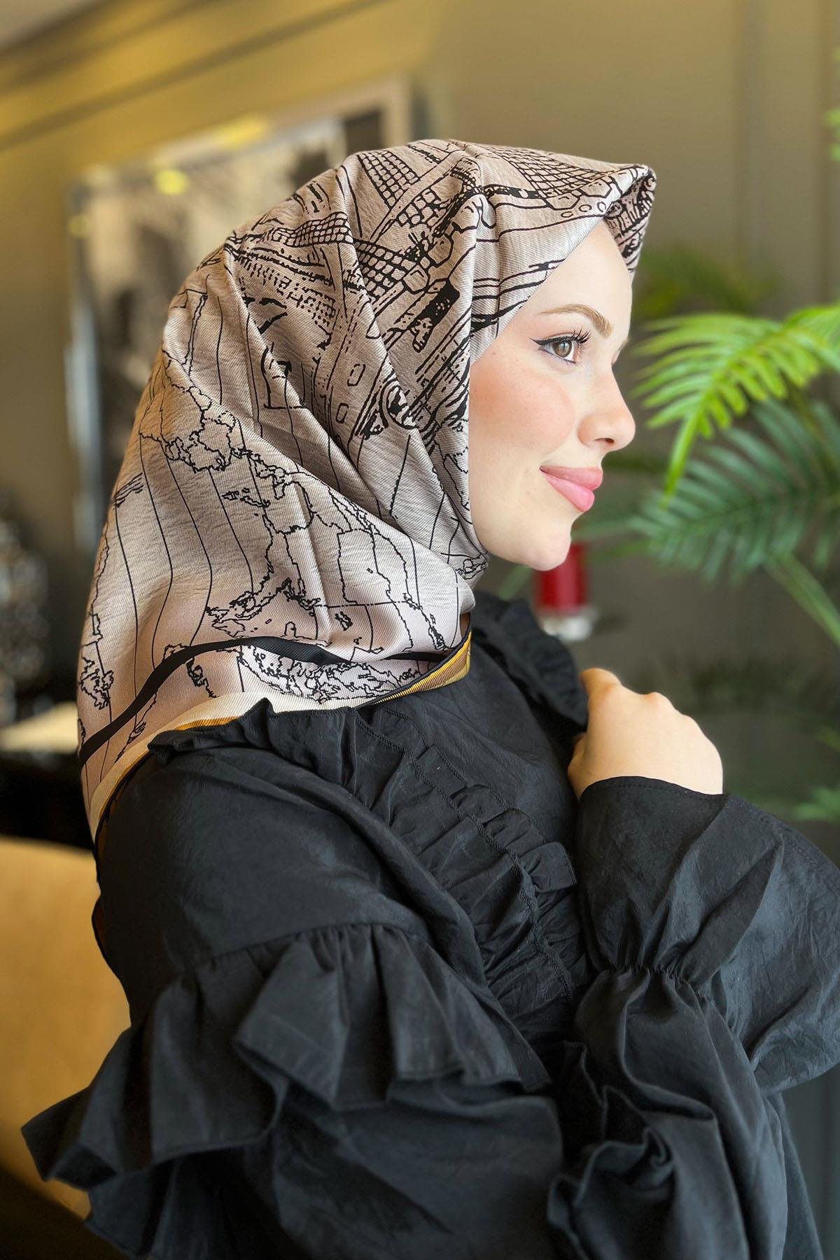 Aker Bosphorus Serisi, Çift Taraflı İpek Eşarp - 8812712-913 - Tivil