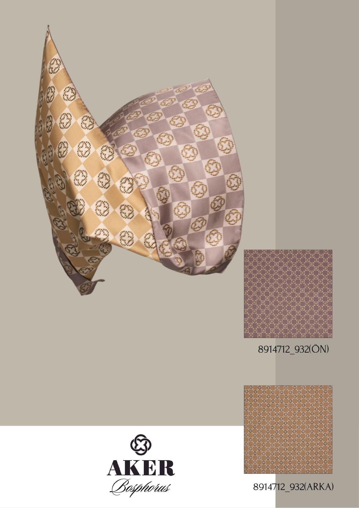 Aker Bosphorus Serisi, Çift Taraflı İpek Eşarp - 8914712-932 - Tivil