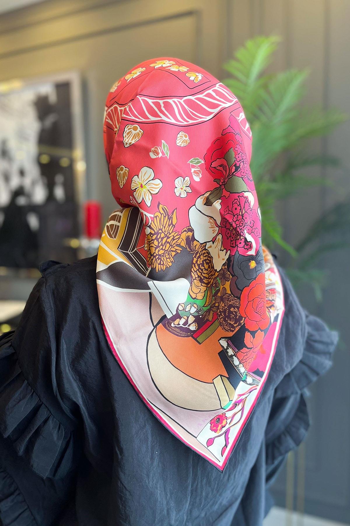 Aker Bosphorus Serisi, Çift Taraflı İpek Eşarp - 8834712-912 - Tivil