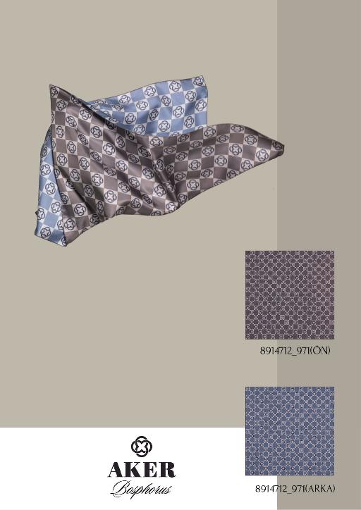 Aker Bosphorus Serisi, Çift Taraflı İpek Eşarp - 8914712-971 - Tivil