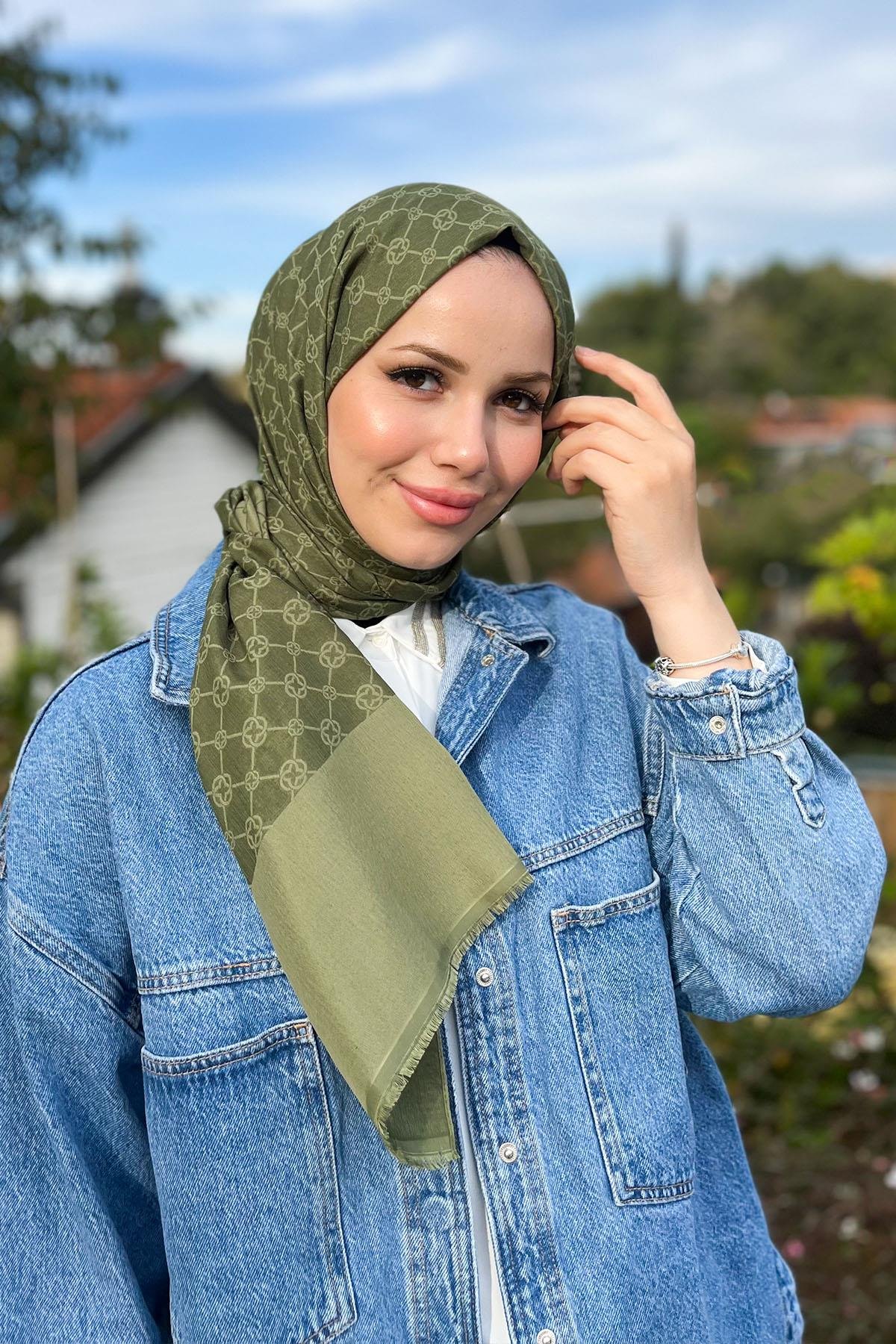 Aker Elegance Monogram Şal - 1090100-952 - Yeşil