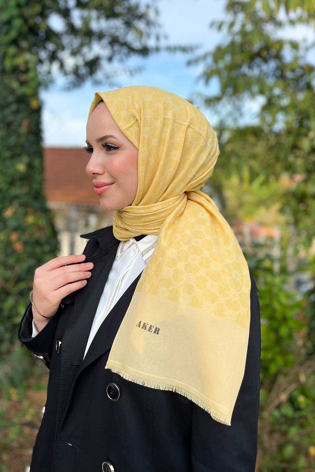 Aker Elegance Monogram Şal - 1090100-961 - Sarı