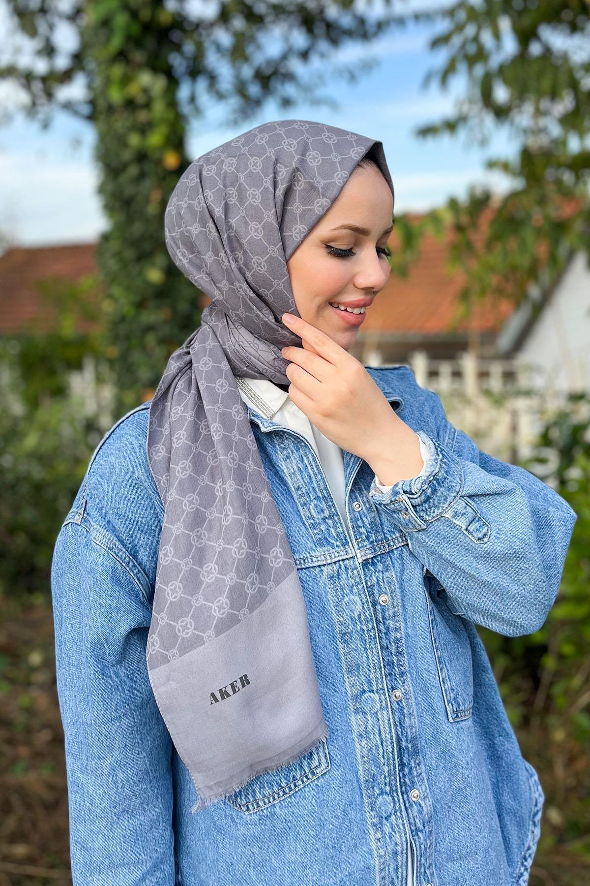 Aker Elegance Monogram Şal - 1090100-971 - Gri