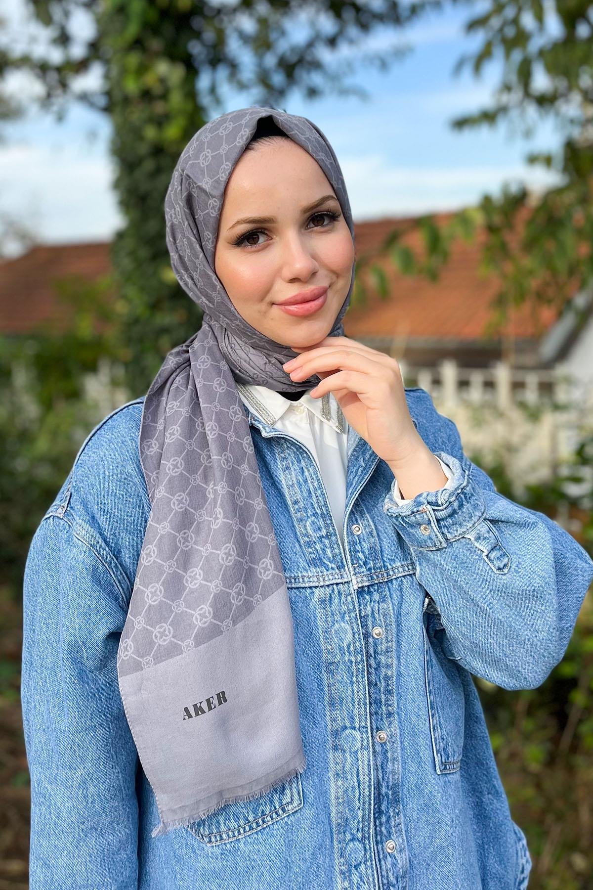 Aker Elegance Monogram Şal - 1090100-971 - Gri