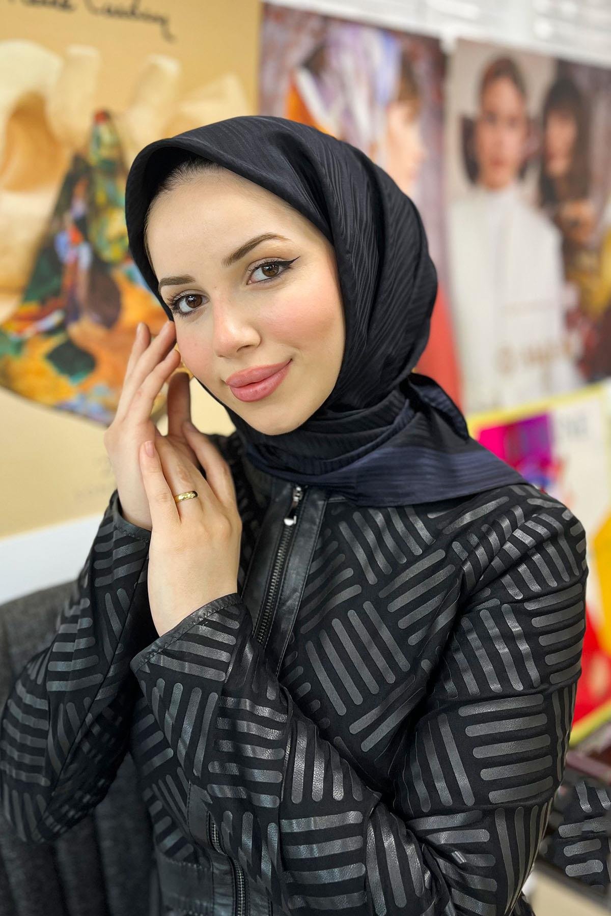 Aker İpek Eşarp - Jakarlı - 2023/2024 Sonbahar-Kış - 8640405-321