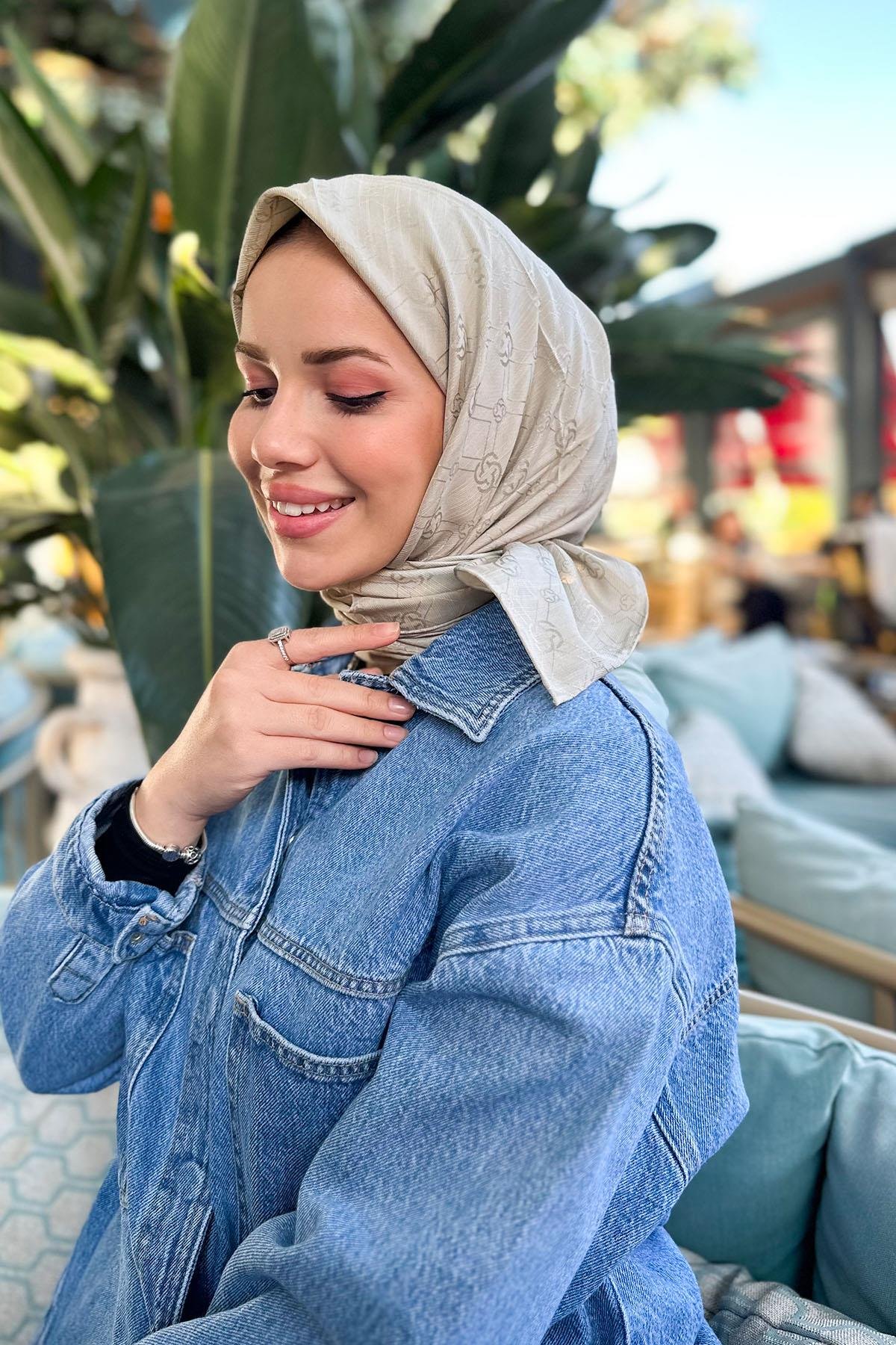 Aker İpek Koton Jakar Eşarp - 7071976-933