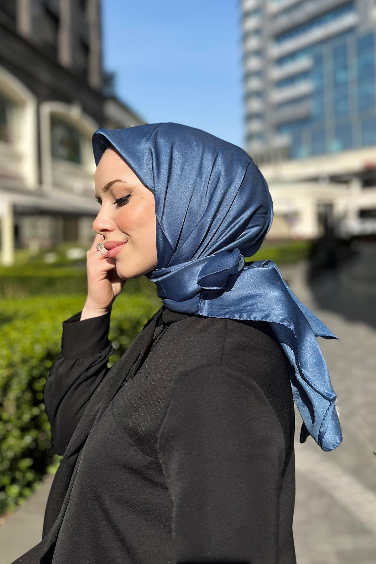 Aker Kristal Eşarp - Düz Renk - 3030200-924 - Mavi