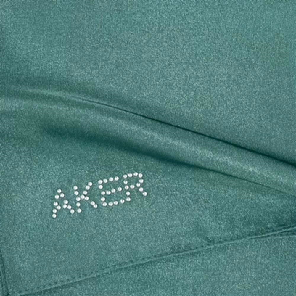 Aker Kristal Eşarp - Düz Renk - Taş İşleme Logolu - 952 - Yeşil