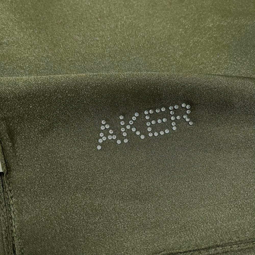 Aker Kristal Eşarp - Düz Renk - Taş İşleme Logolu - 953 - Haki