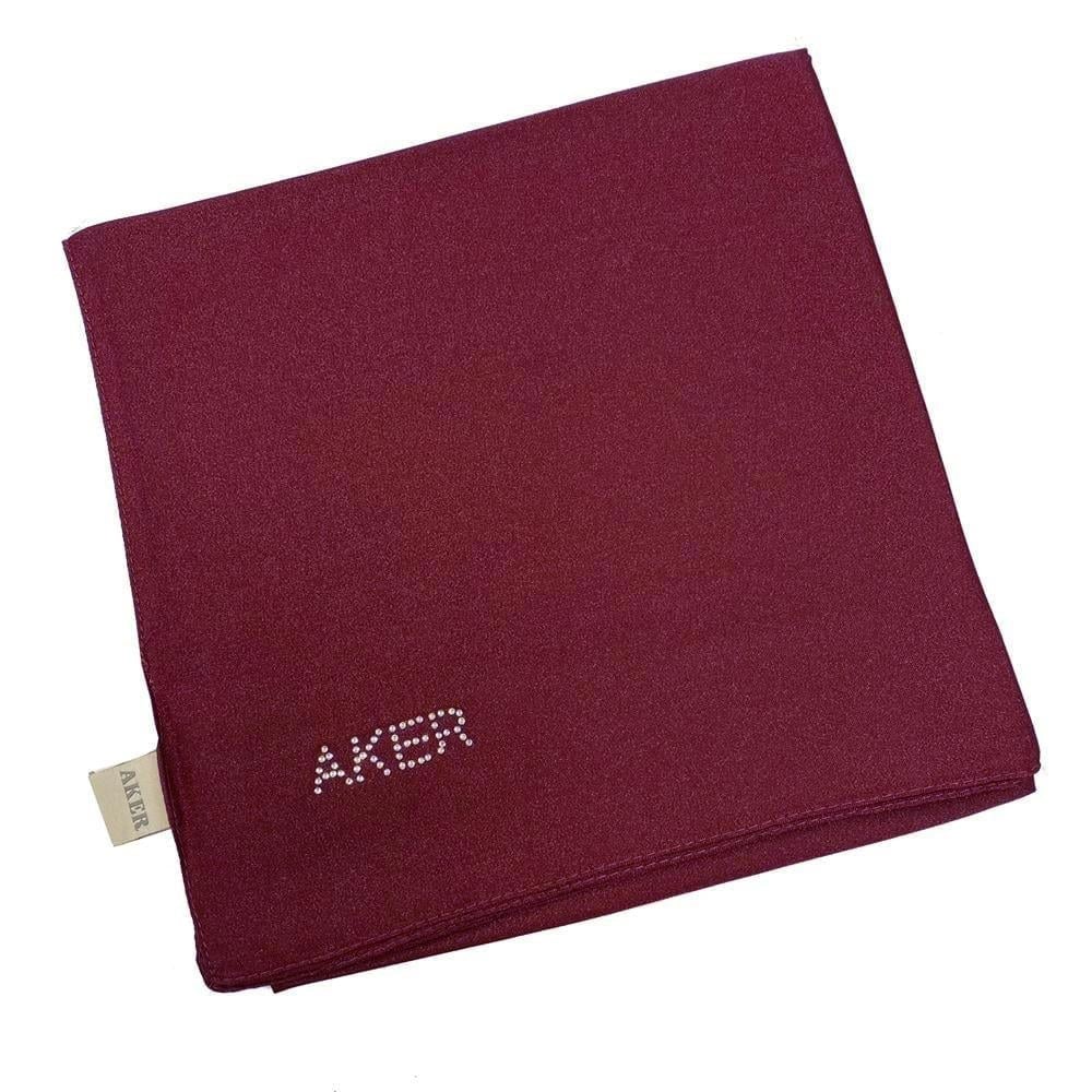 Aker Kristal Eşarp - Düz Renk - Taş İşleme Logolu - 943 - Bordo