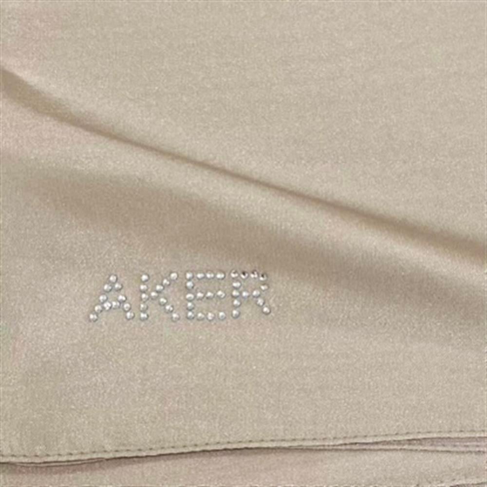 Aker Kristal Eşarp - Düz Renk - Taş İşleme Logolu - 933 - Bej