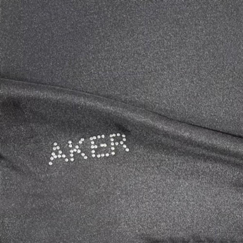 Aker Kristal Eşarp - Düz Renk - Taş İşleme Logolu - 972 - Füme