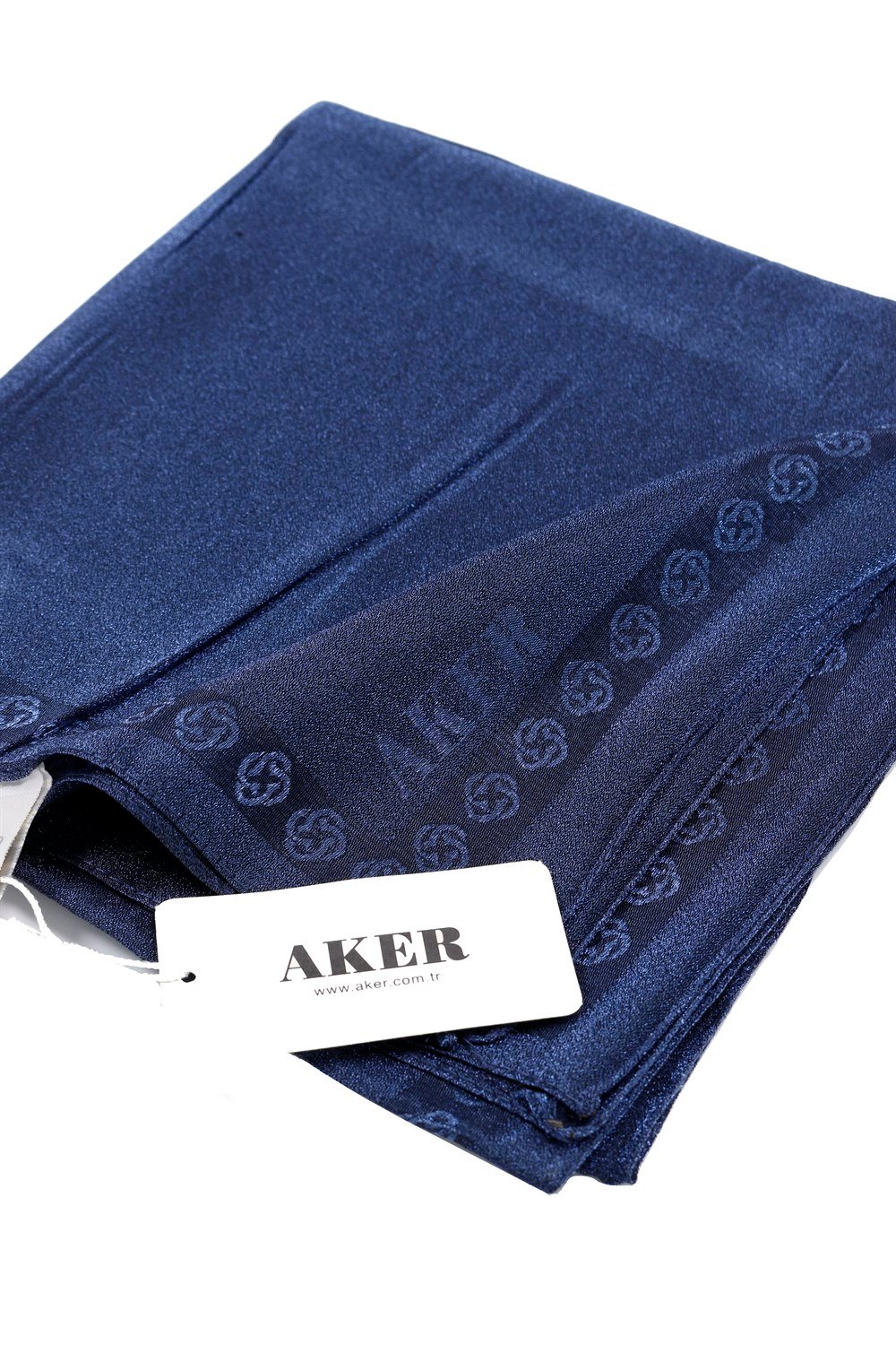 Aker Simli Monogram Eşarp - Düz Renk - 1040200-323A - Lacivert