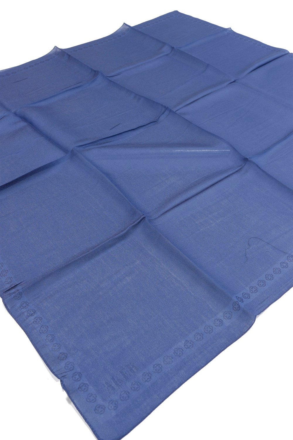 Aker Simli Monogram Eşarp - Düz Renk - 1040200-321A - Lacivert