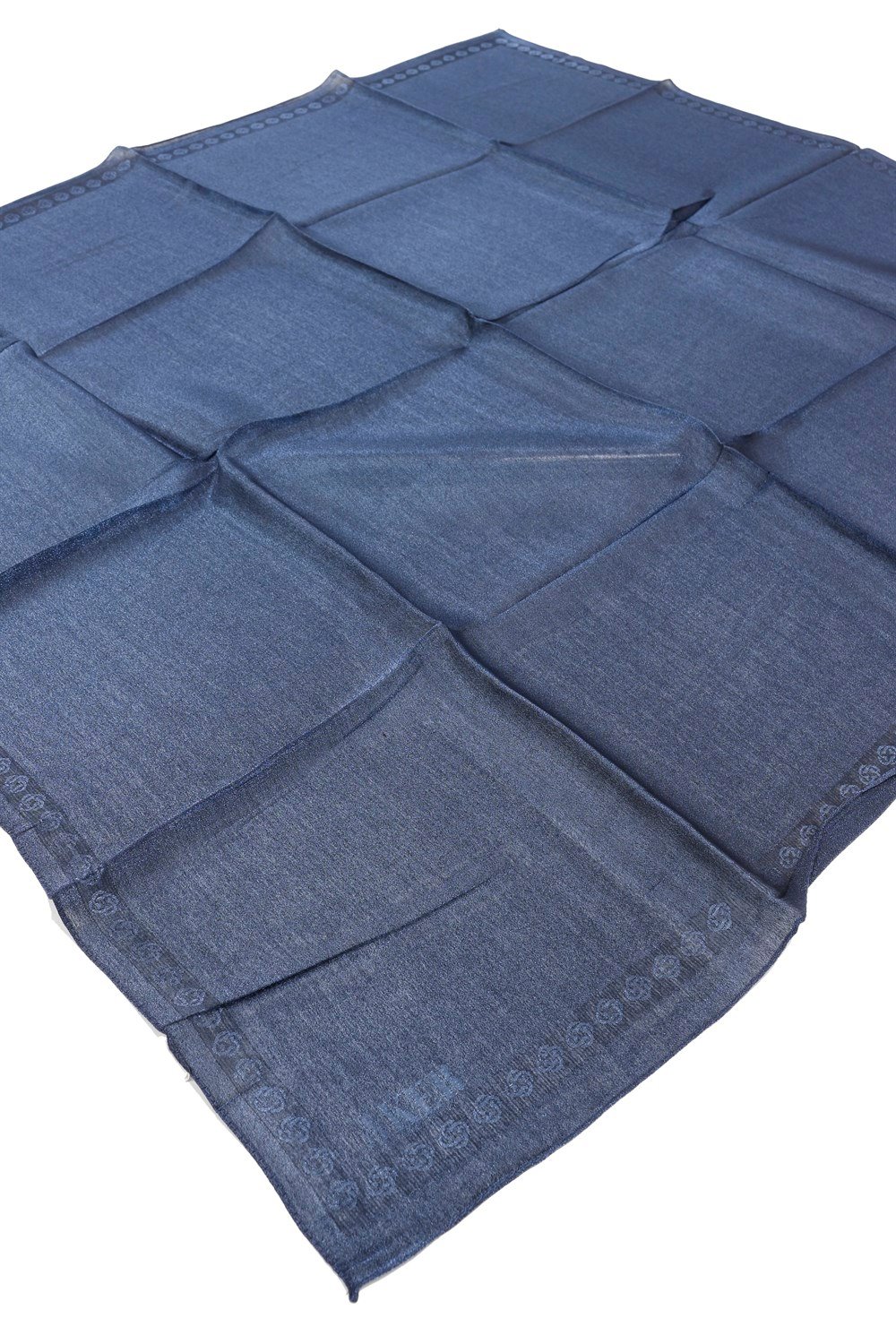 Aker Simli Monogram Eşarp - Düz Renk - 1040200-323A - Lacivert