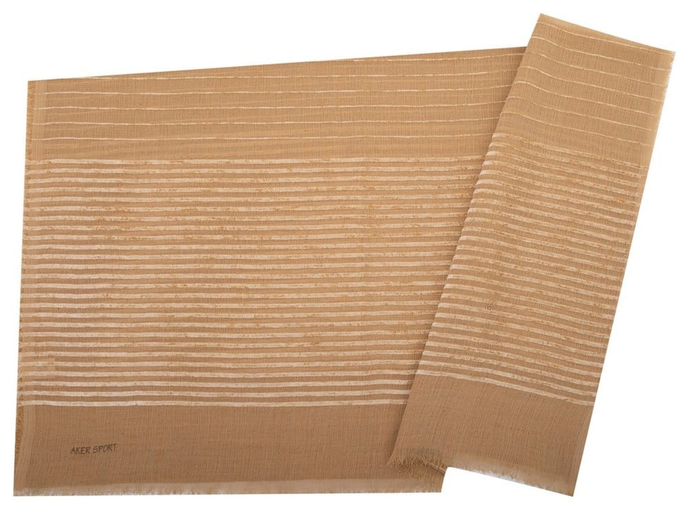 Aker Sport Kadife Şeritli Şal - 3'lü Set - Krem, Gold, Kiremit