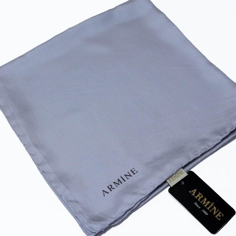 Armine Büyük Boy İpek Eşarp - Düz Renk - 1334 - Gri - Tivil - 100 cm