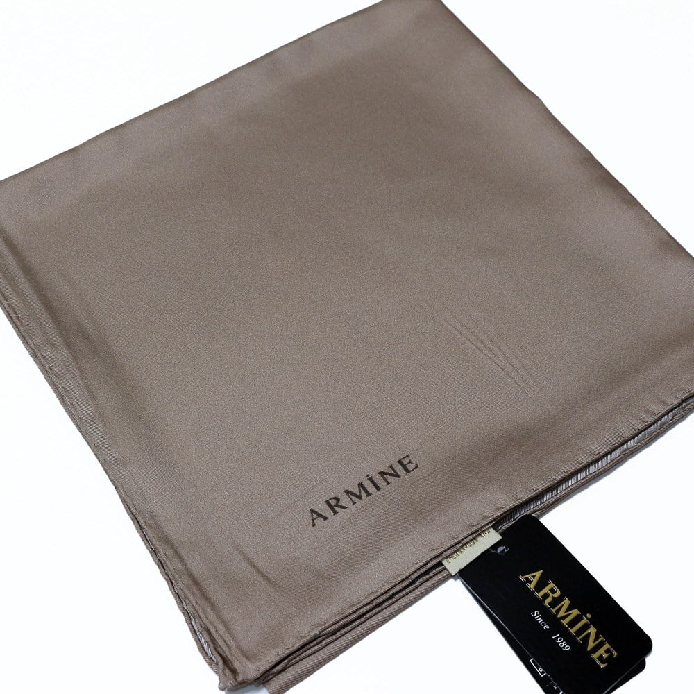 Armine Büyük Boy İpek Eşarp - Düz Renk - 1162 - Vizon - Tivil - 100 cm
