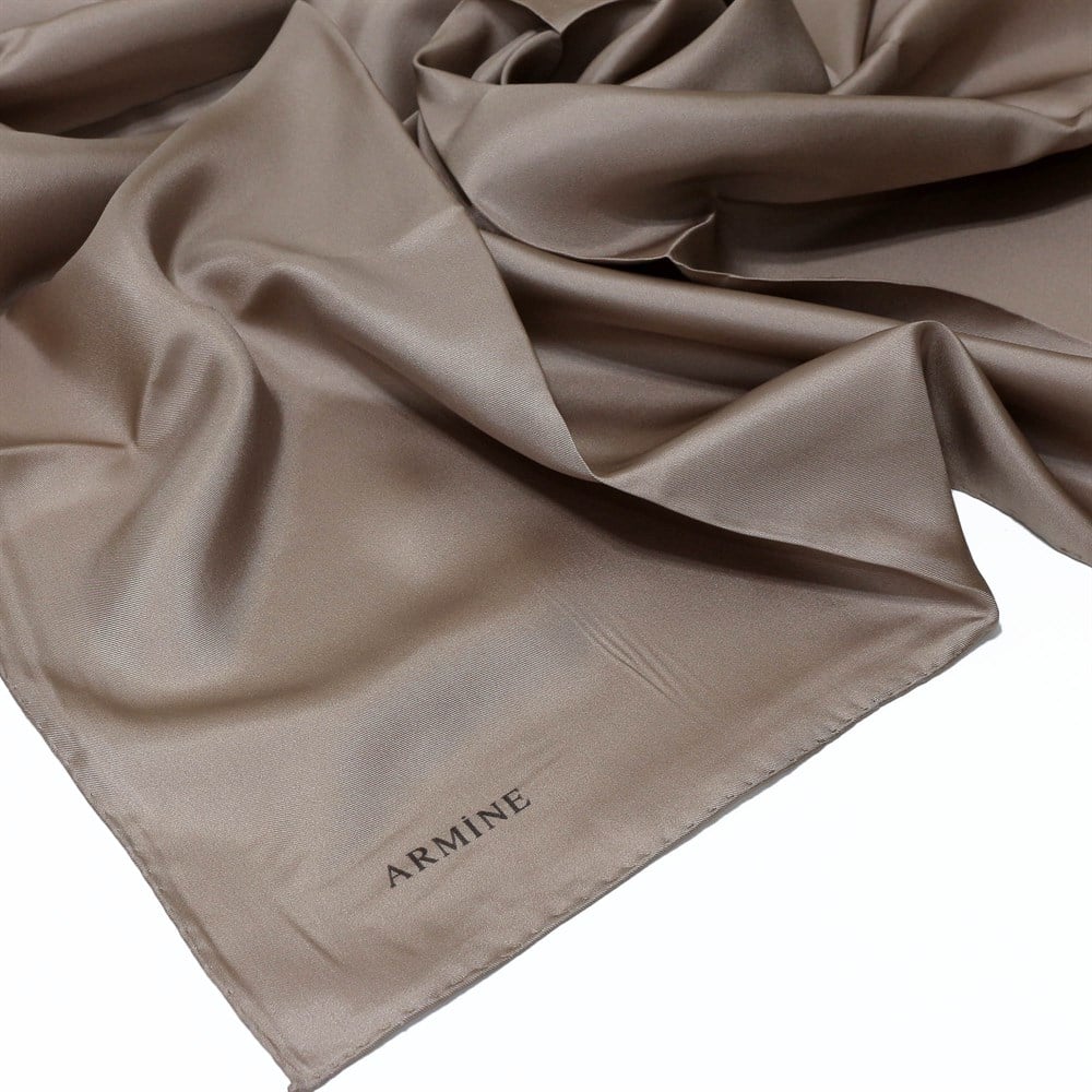 Armine Büyük Boy İpek Eşarp - Düz Renk - 1162 - Vizon - Tivil - 100 cm