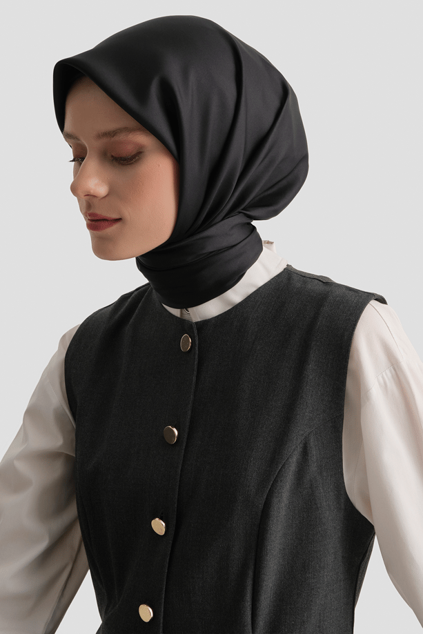 Armine Düz Renk İpek Eşarp - ADRE-01 - Sura - Siyah