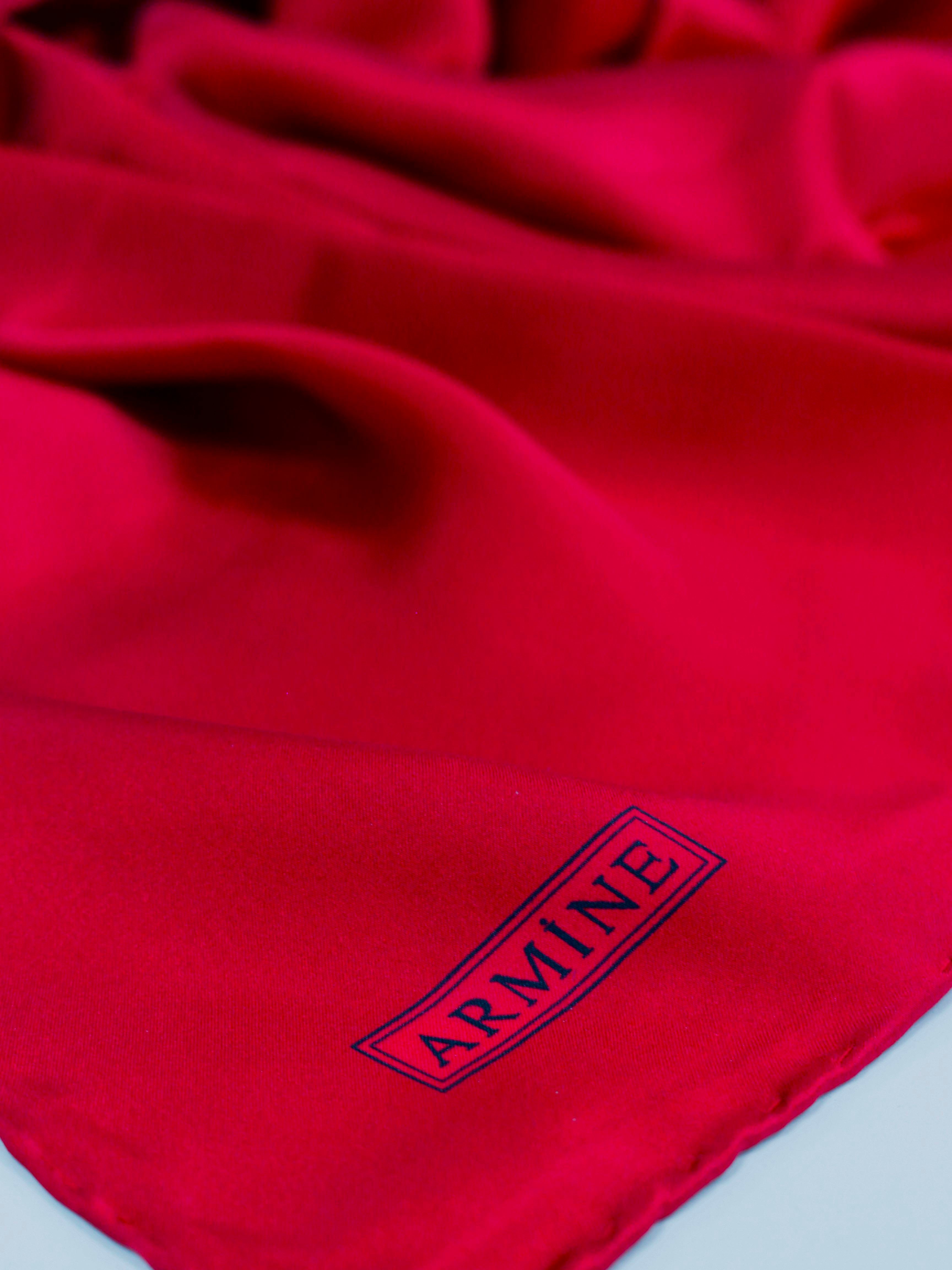 Armine Düz Renk İpek Eşarp - ADRE-502 - Tivil - Kırmızı