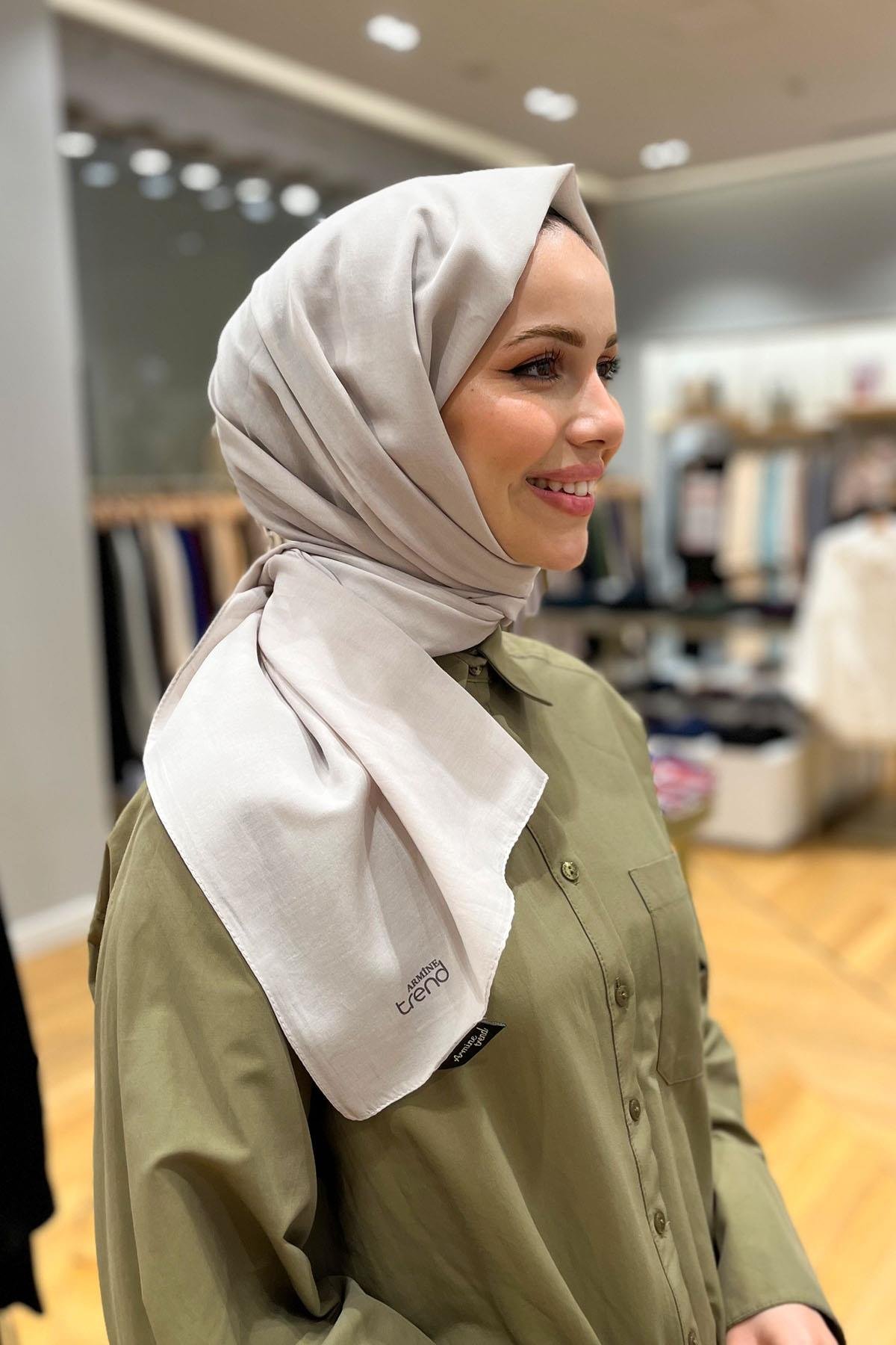 Armine Düz Renk, Pamuklu Seher Şal - 24014 - Taş Rengi