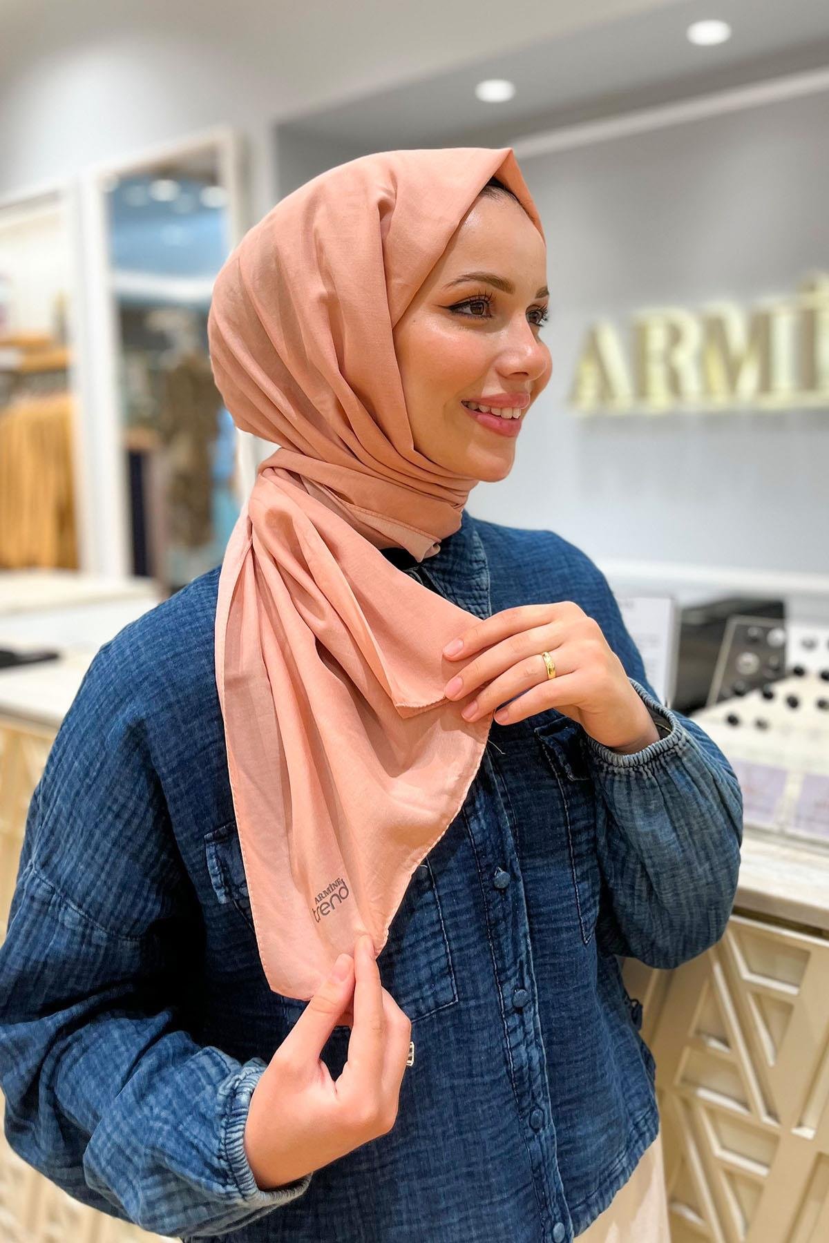 Armine Düz Renk, Pamuklu Seher Şal - 24031 - Pembe