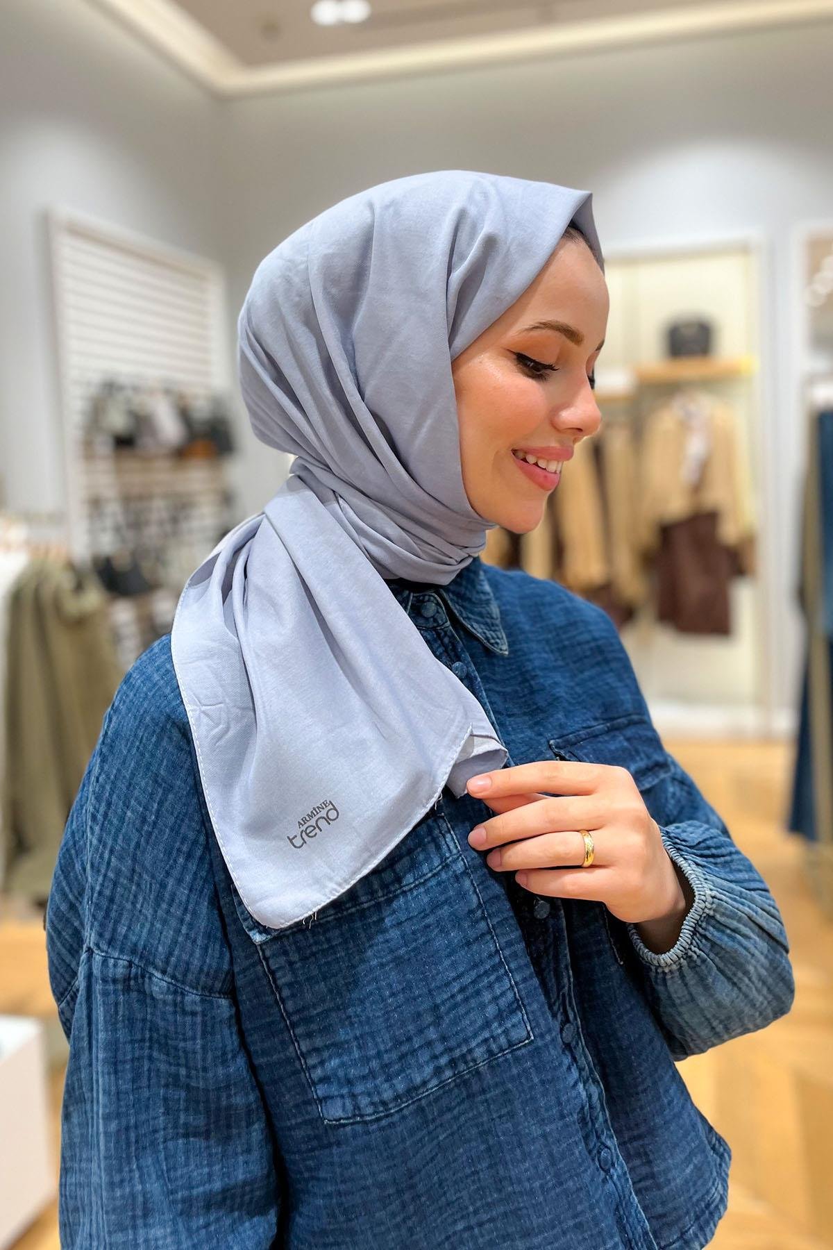 Armine Düz Renk, Pamuklu Seher Şal - 24043 - Buz Mavisi