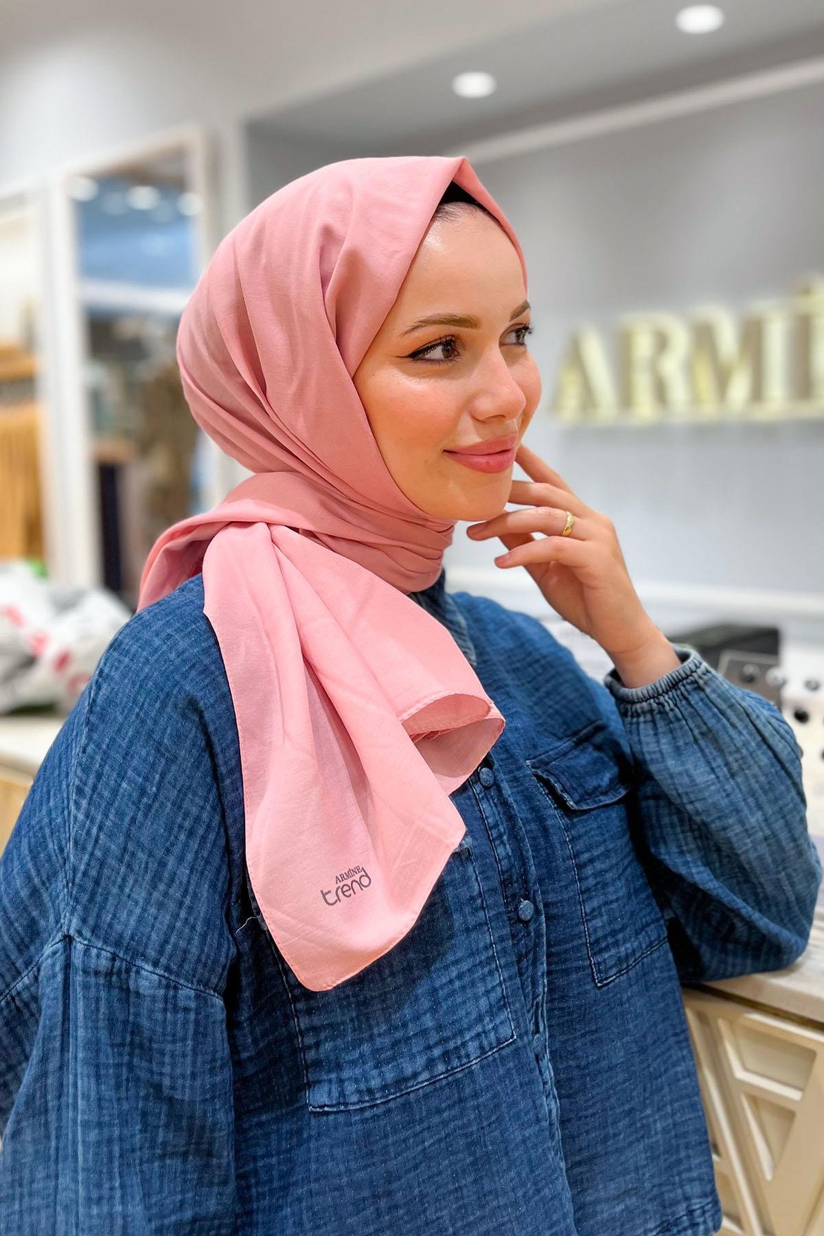 Armine Düz Renk, Pamuklu Seher Şal - 24057 - Şeker Pembe