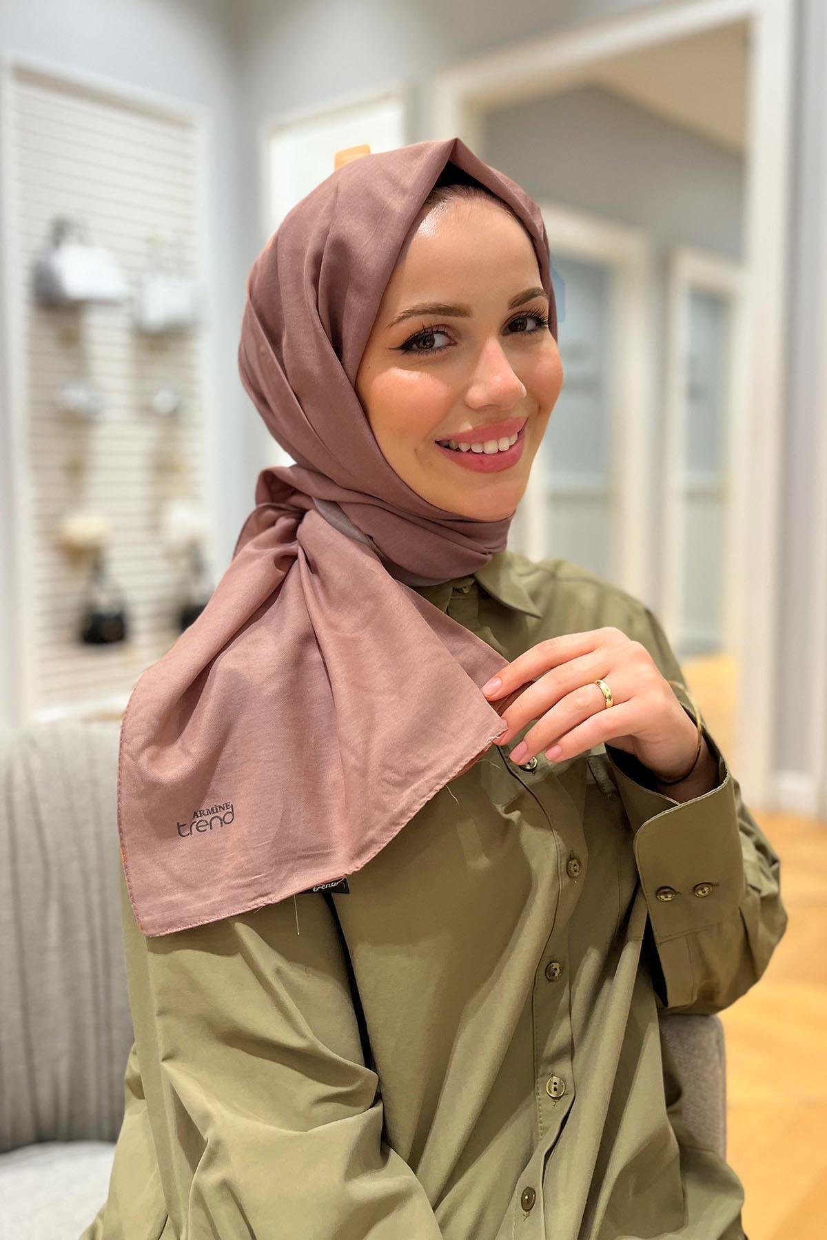 Armine Düz Renk, Pamuklu Seher Şal - 24050 - Gül Kurusu