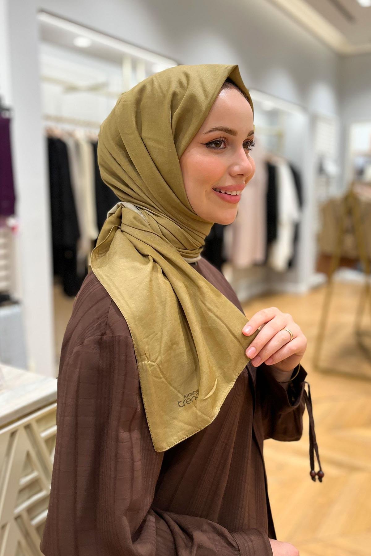 Armine Düz Renk, Pamuklu Seher Şal - 24063 - Soft Yağ Yeşili