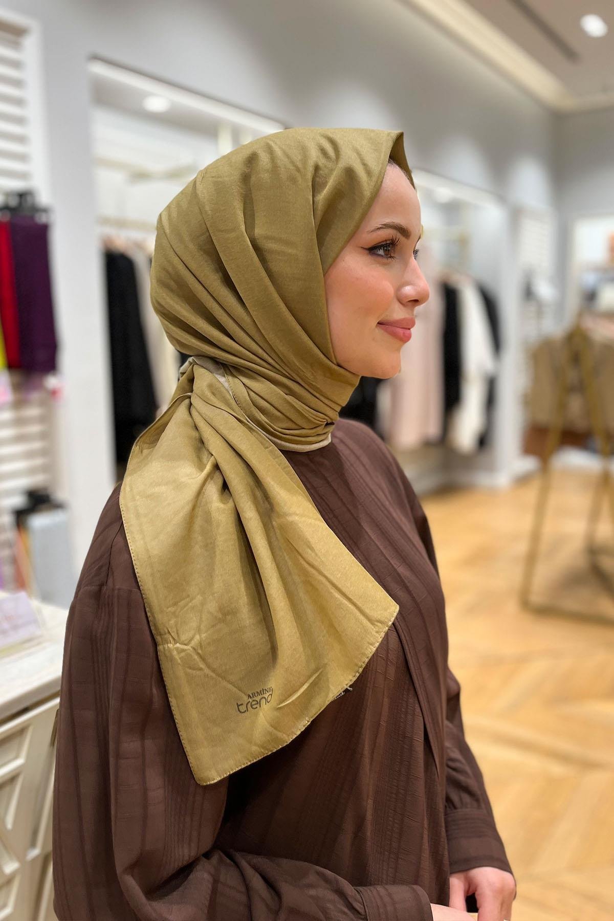 Armine Düz Renk, Pamuklu Seher Şal - 24063 - Soft Yağ Yeşili